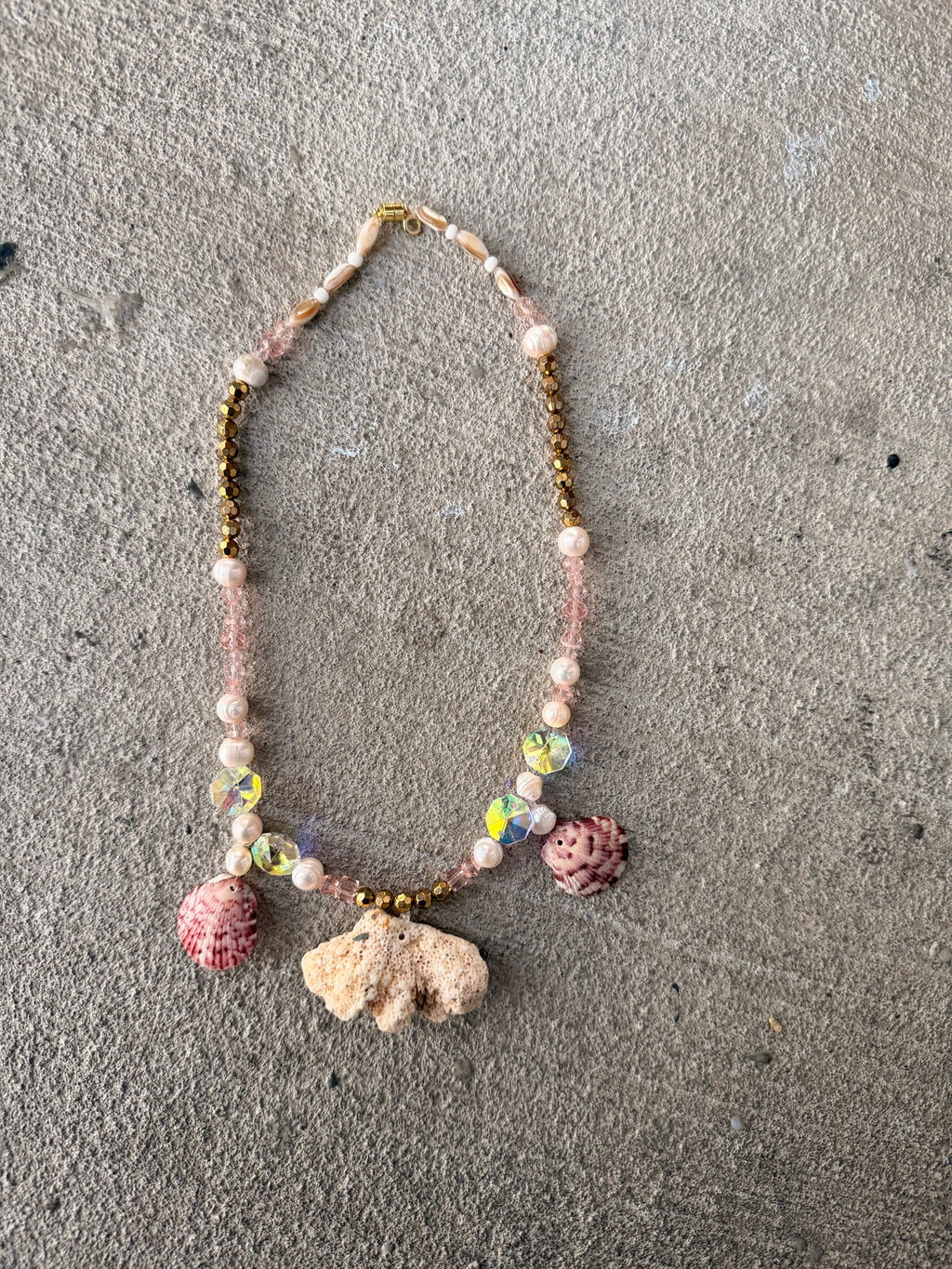 Blush Reef Coral Necklace – Natural Coral, Pearl & Seashell Adornment