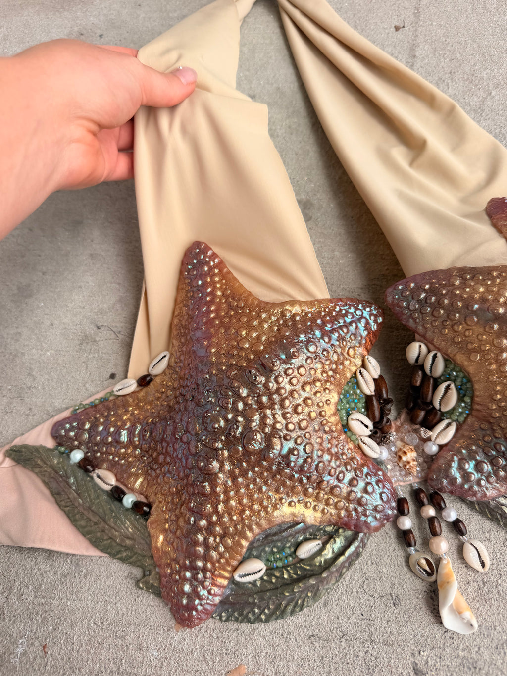 Shipwreck Starfish Mermaid Top – C Cup Premade D-ring band