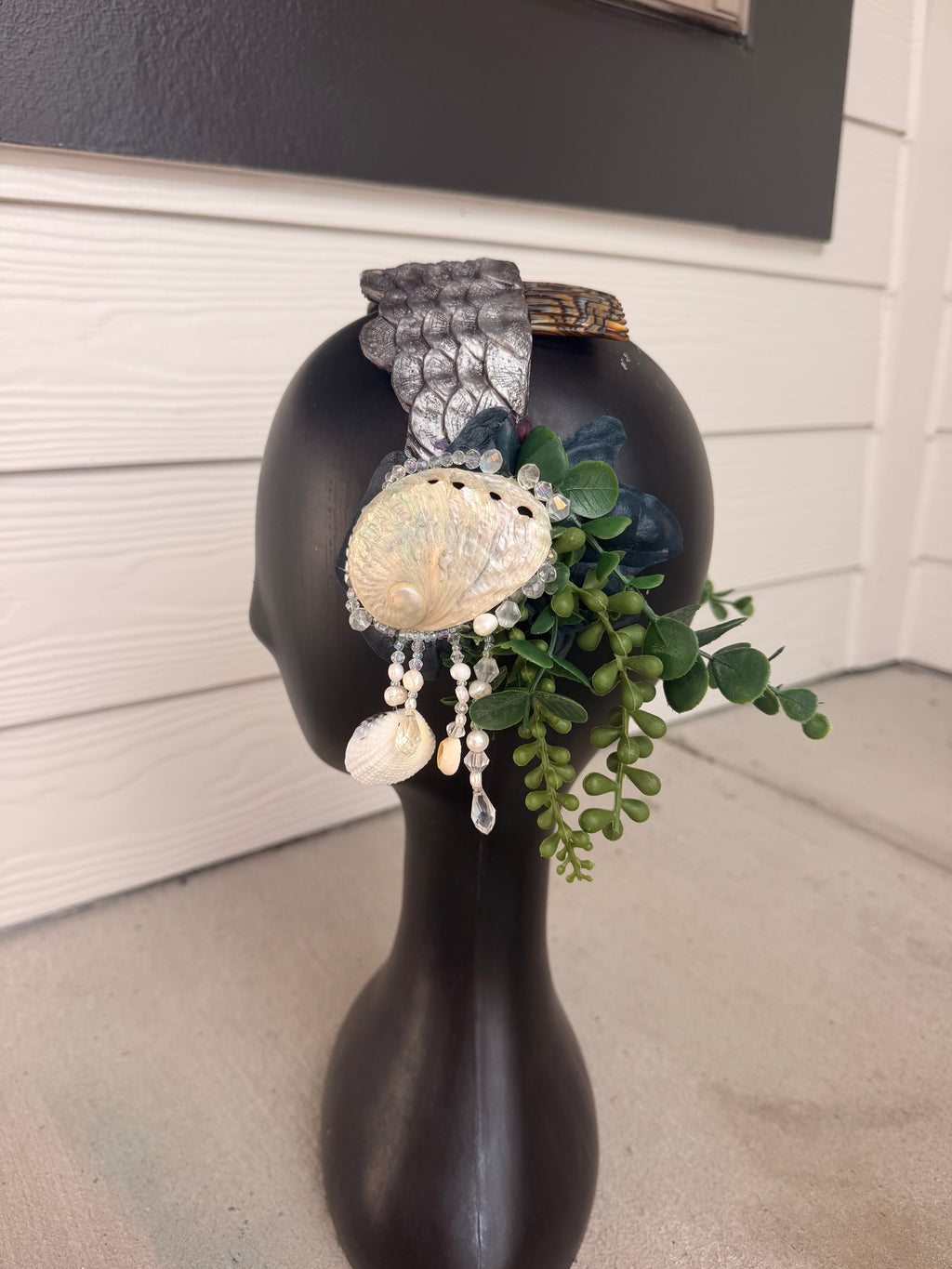 Abalone shell with Silver Scale band Headdress