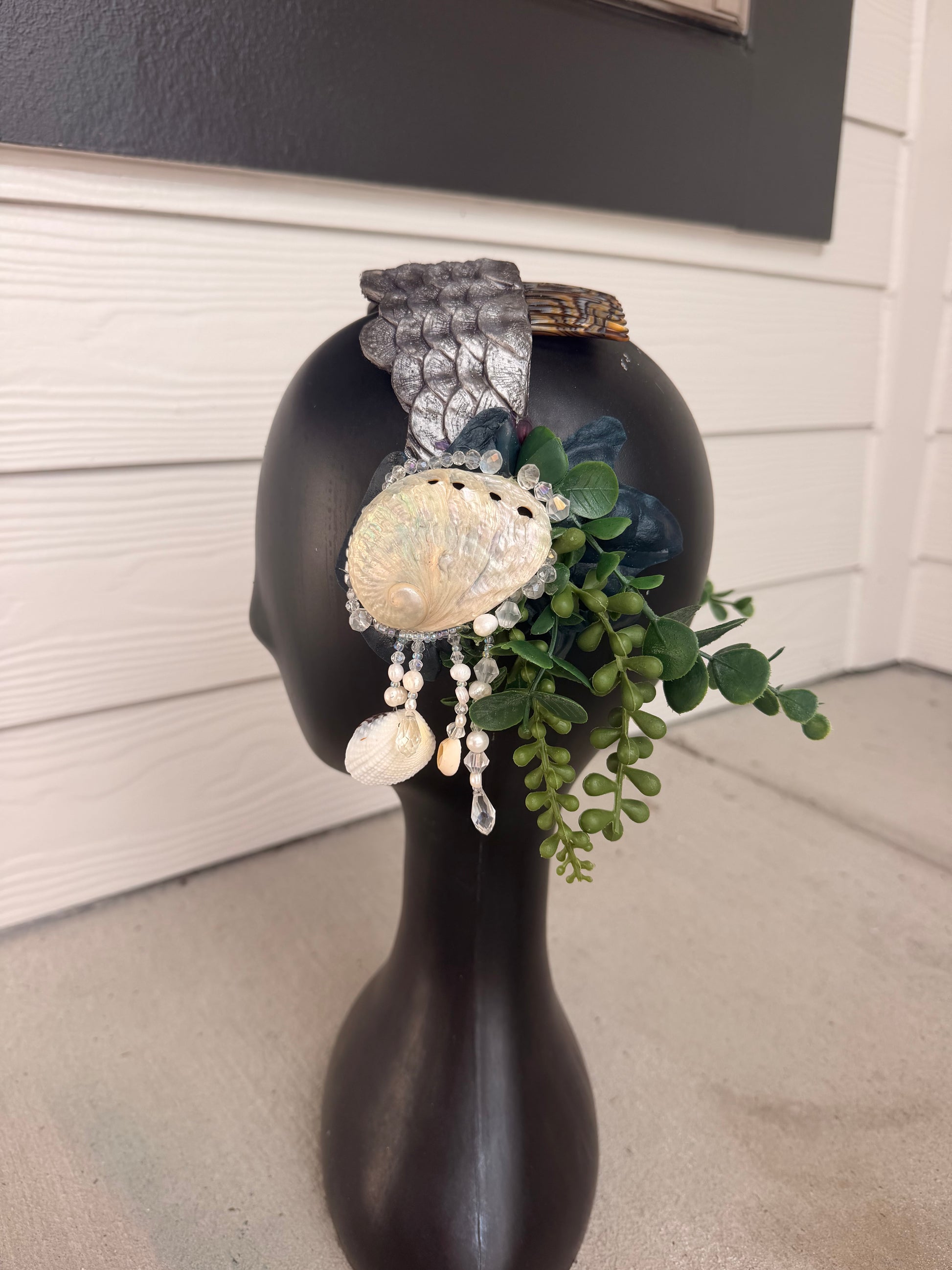 Abalone shell with Silver Scale band Headdress