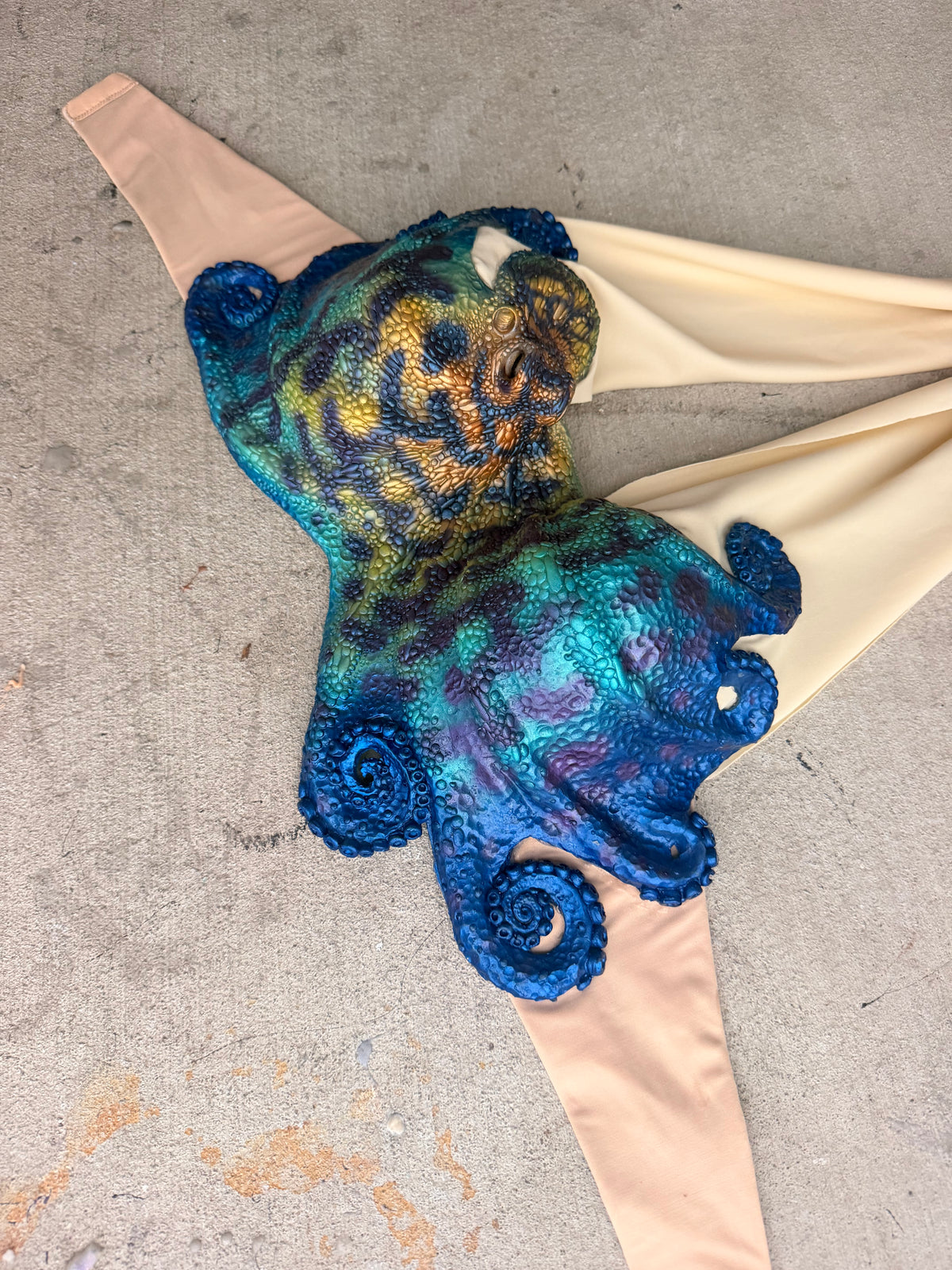 Vibrant Octopus Silicone Mermaid Top – Premade 34C or C cup D-Ring