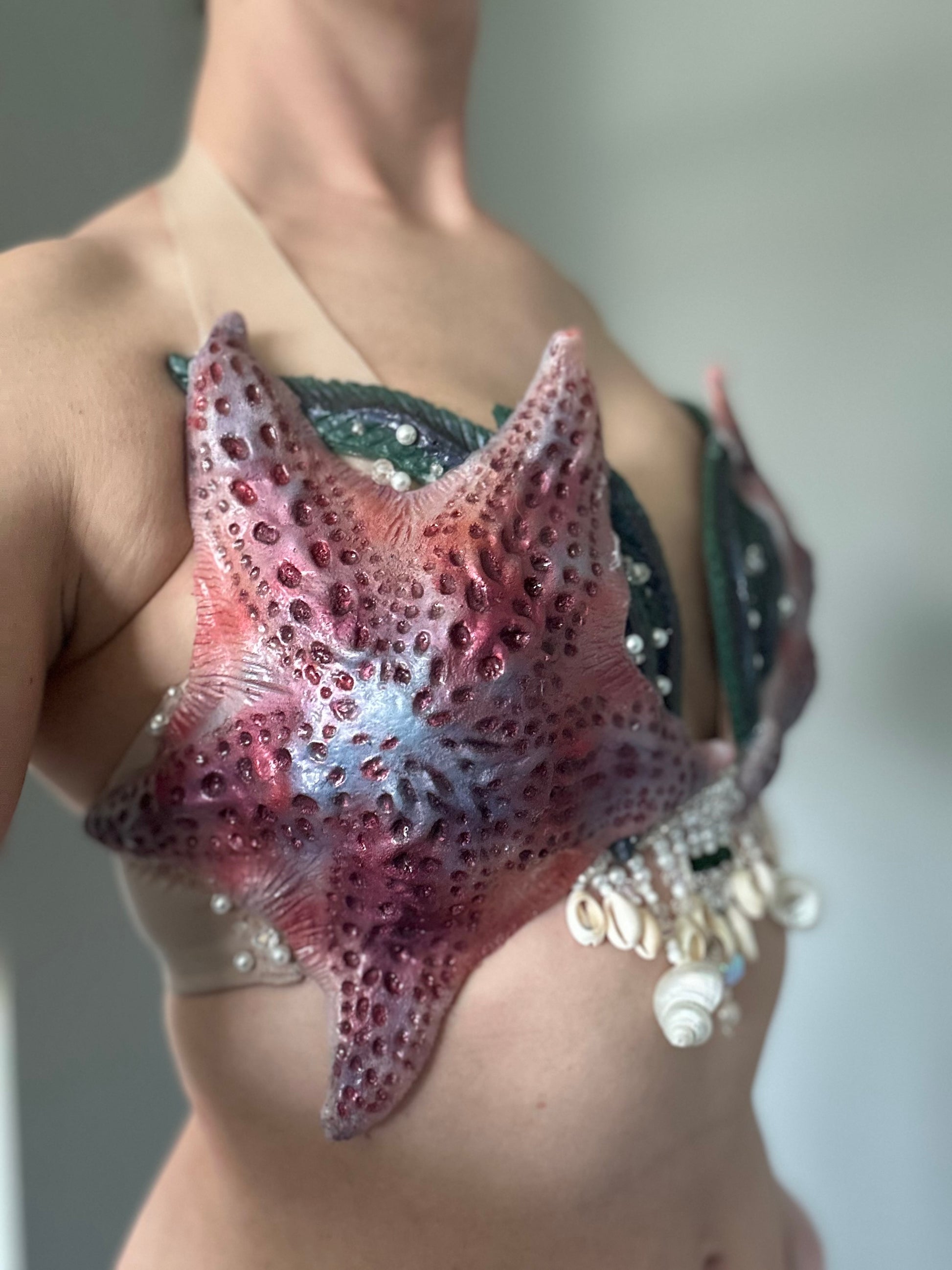 Custom Starfish Mermaid Top – Handcrafted with Dragon Skin Silicone | A–DD Sizes