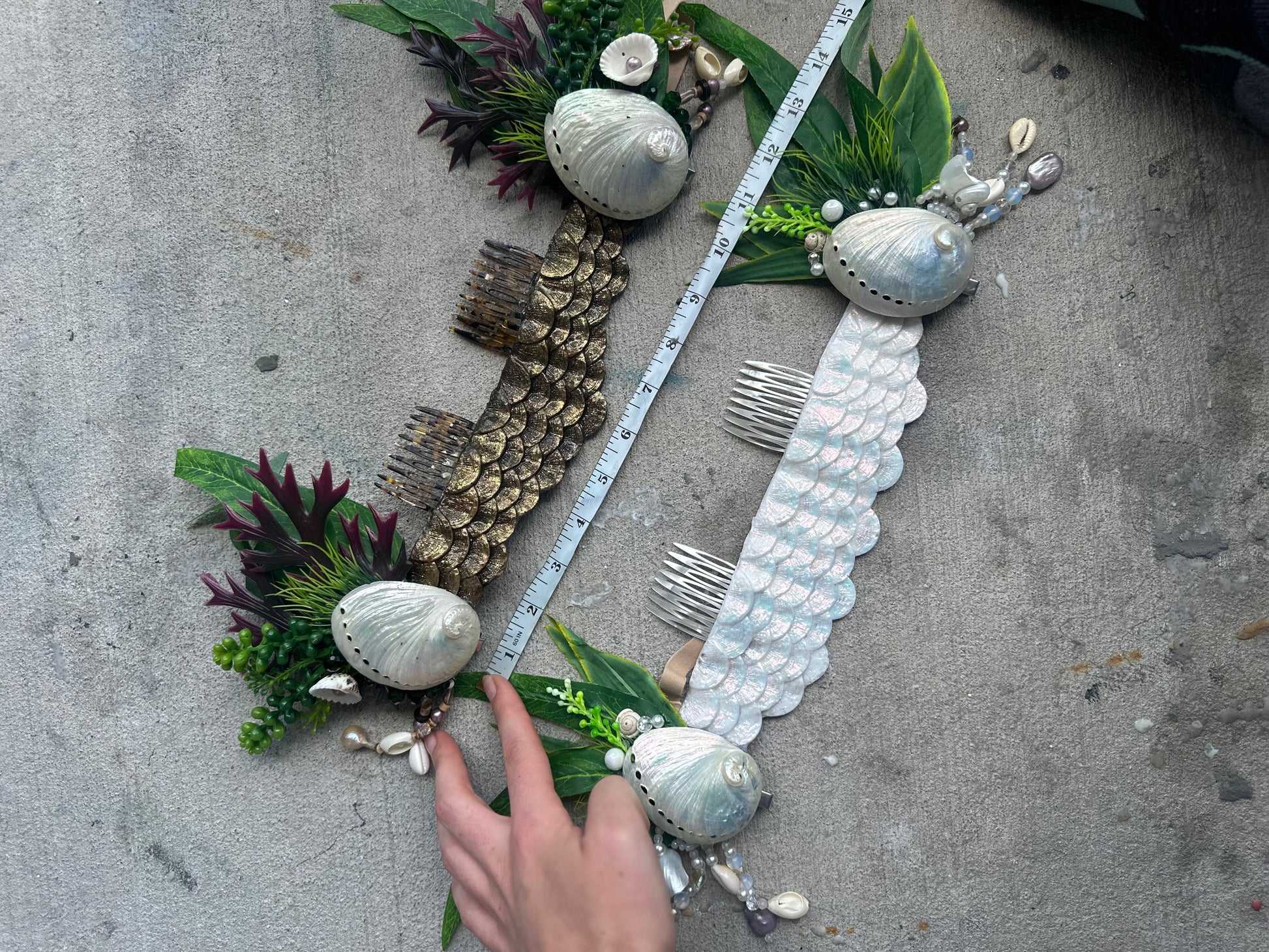 Opal & Dark Gold Mermaid Headdresses – Pre-Made (Ready to Ship)