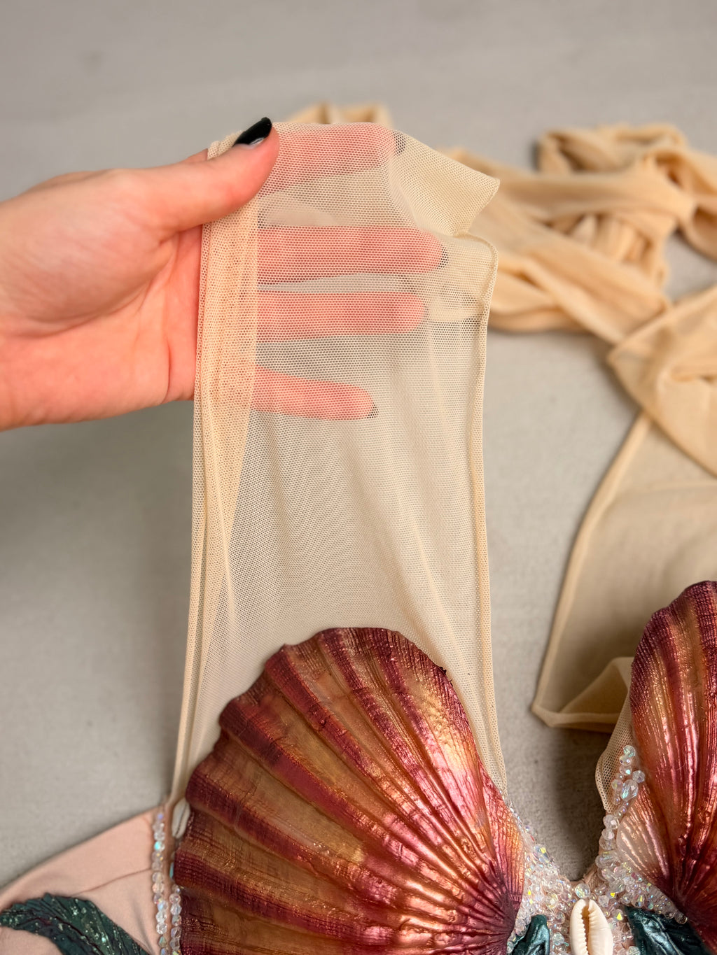 Pre-Made Sunset Shell Silicone Mermaid Top – D Cup | Custom-Fitted Band
