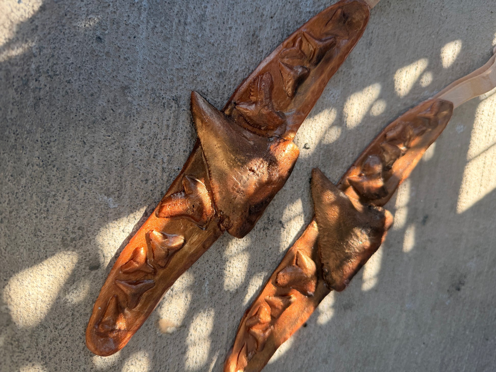 Pre-Made Bronze Shark-Toothed Upper Arm Bands (Set of Two)