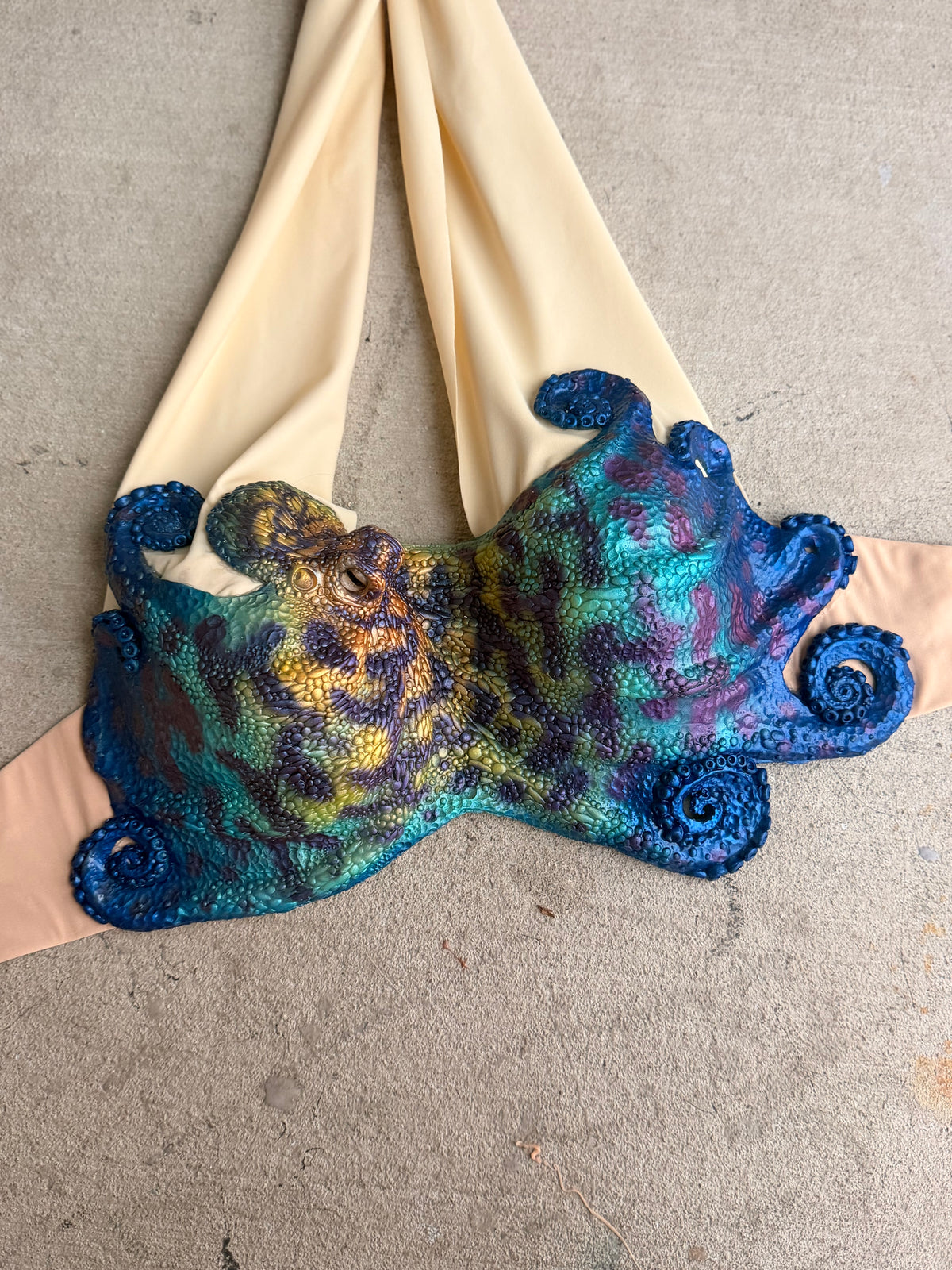 Vibrant Octopus Silicone Mermaid Top – Premade 34C or C cup D-Ring