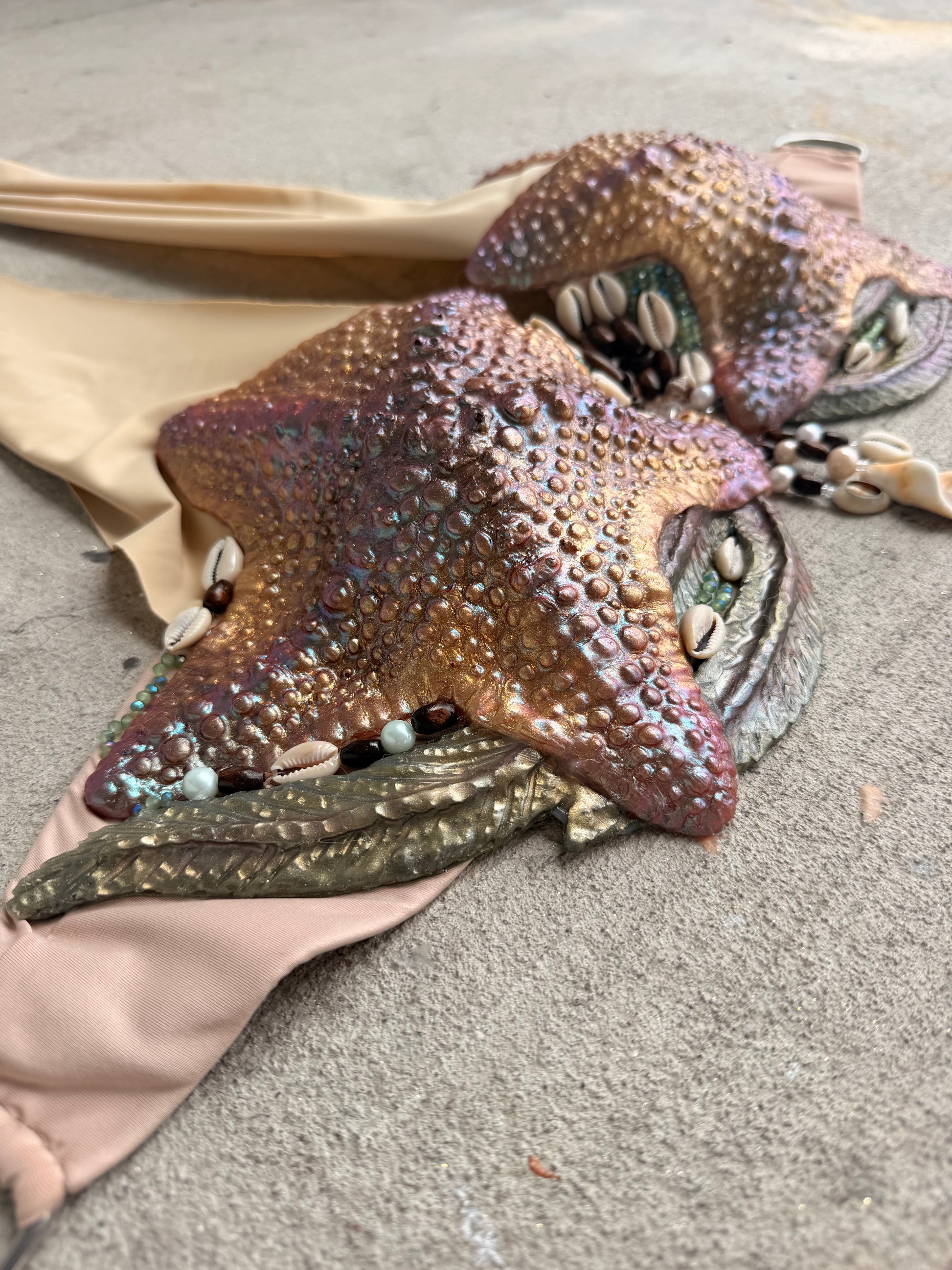 Shipwreck Starfish Mermaid Top – C Cup Premade D-ring band