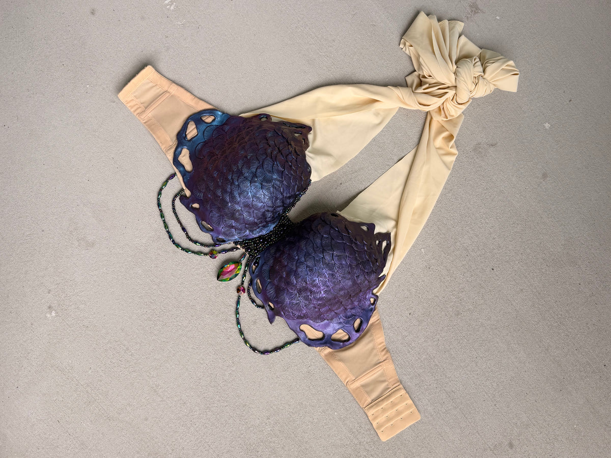 Purple Color-Shift Scale Silicone Mermaid Top – 34H or D-Ring H cup tie back