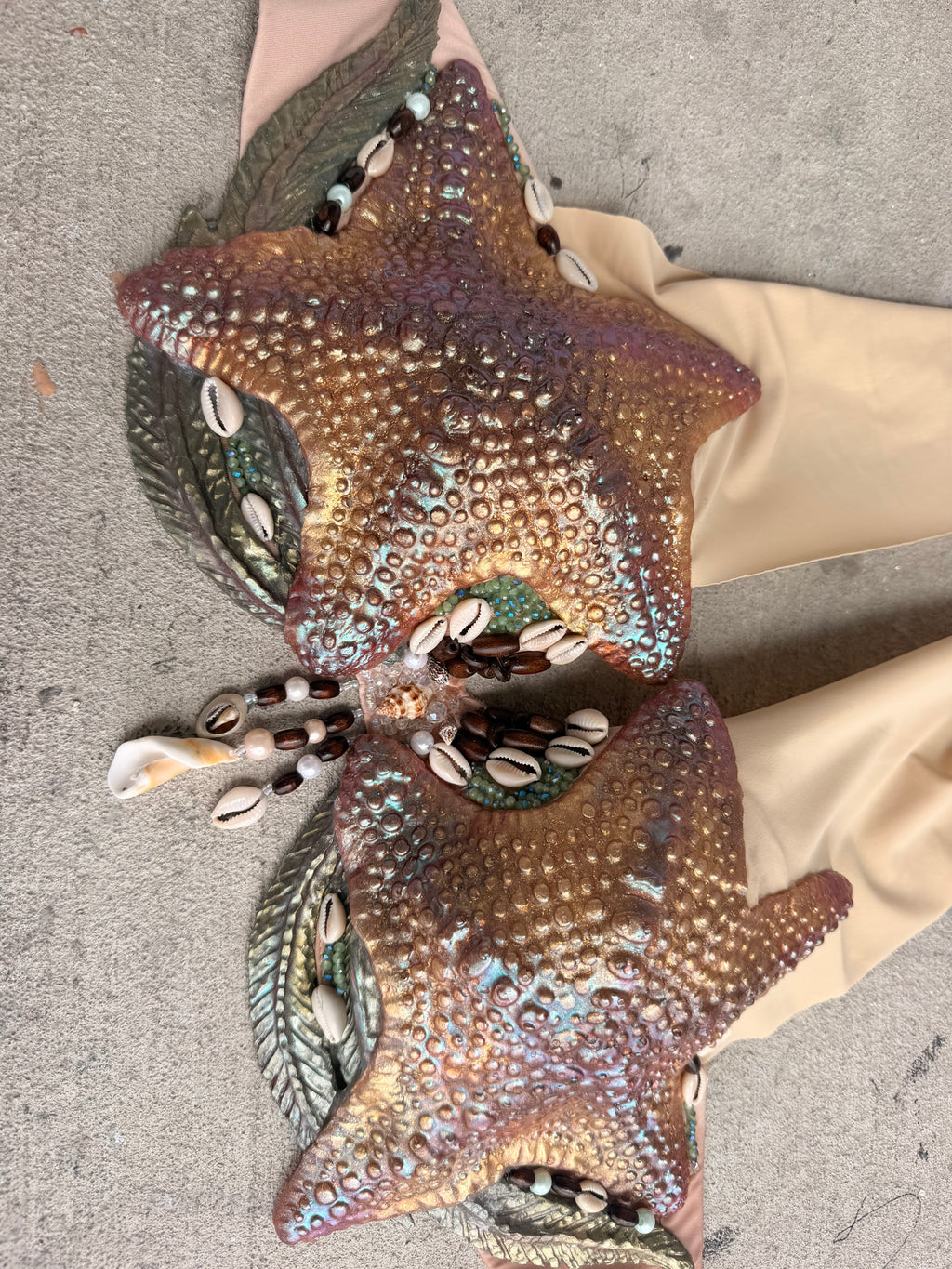 Shipwreck Starfish Mermaid Top – C Cup Premade D-ring band