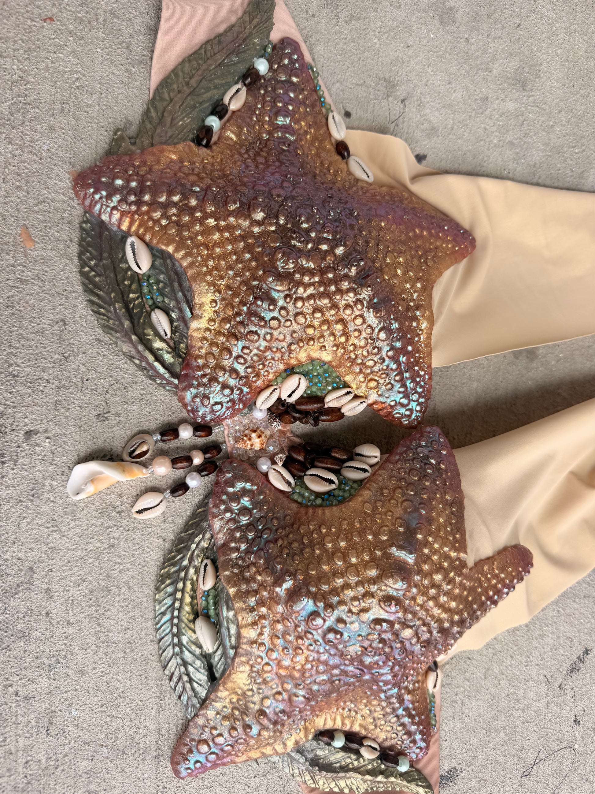 Shipwreck Starfish Mermaid Top – C Cup Premade D-ring band