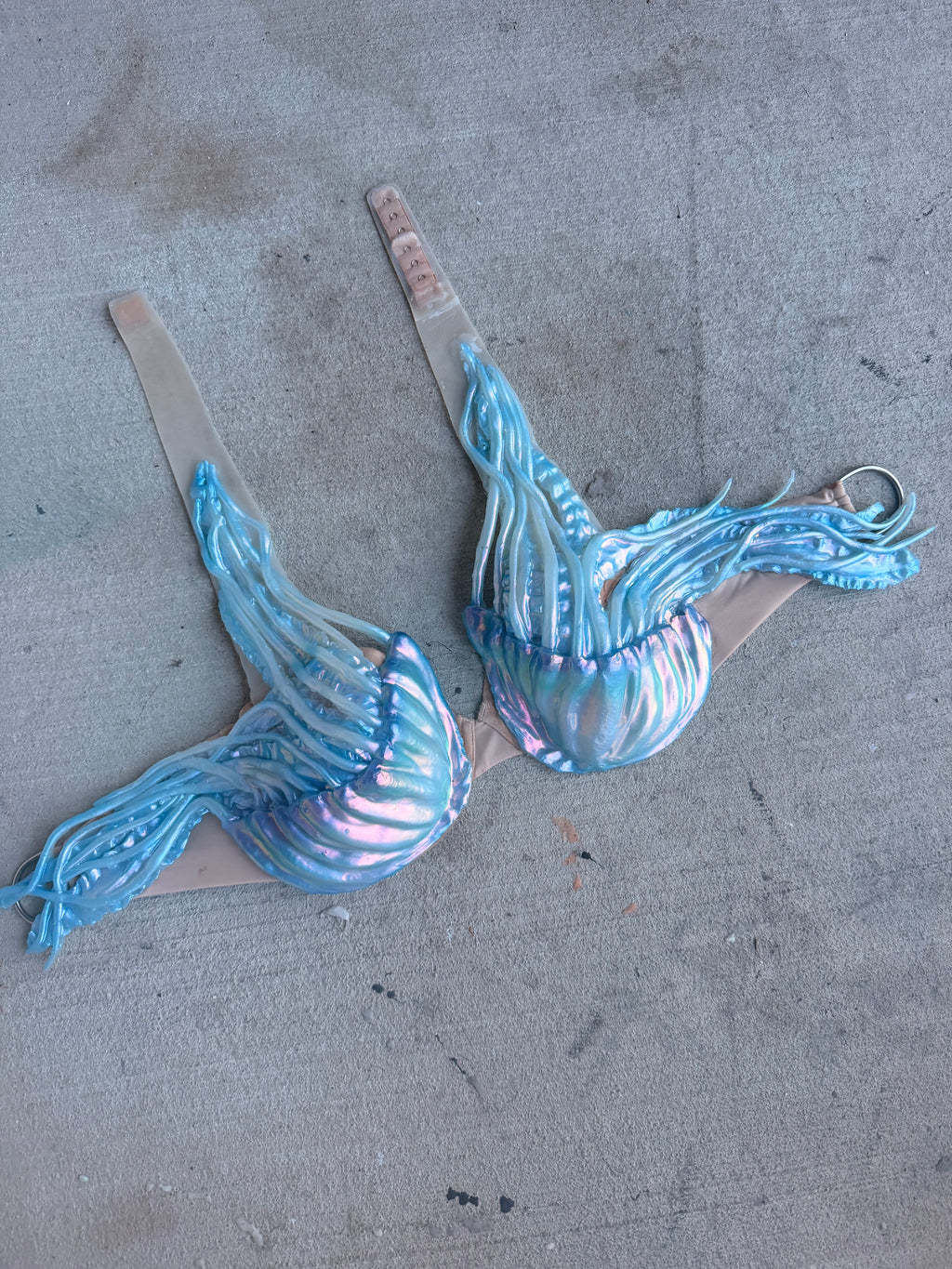 Ethereal Blue Jellyfish Silicone Mermaid Top – Premade (C Cup)