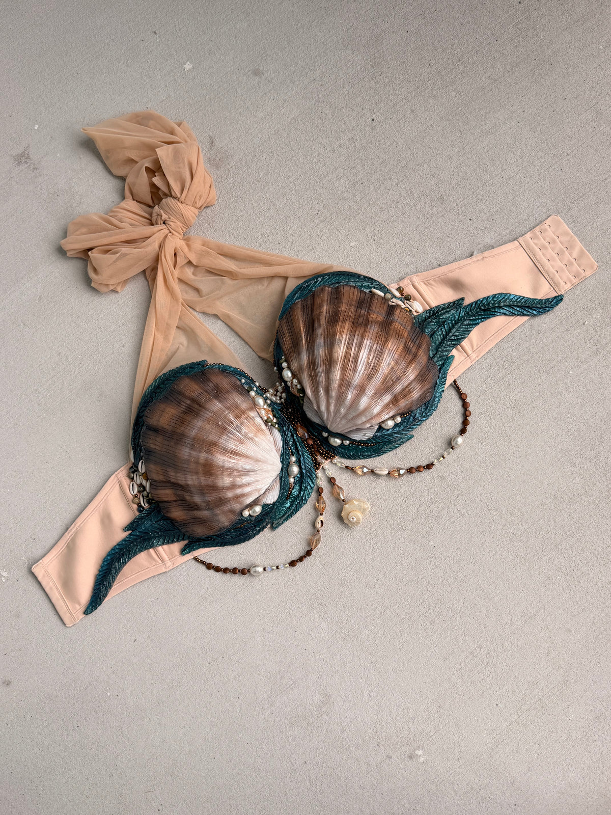 Bronze Seashell Silicone Mermaid Top – 36G or D-ring G cup tie back