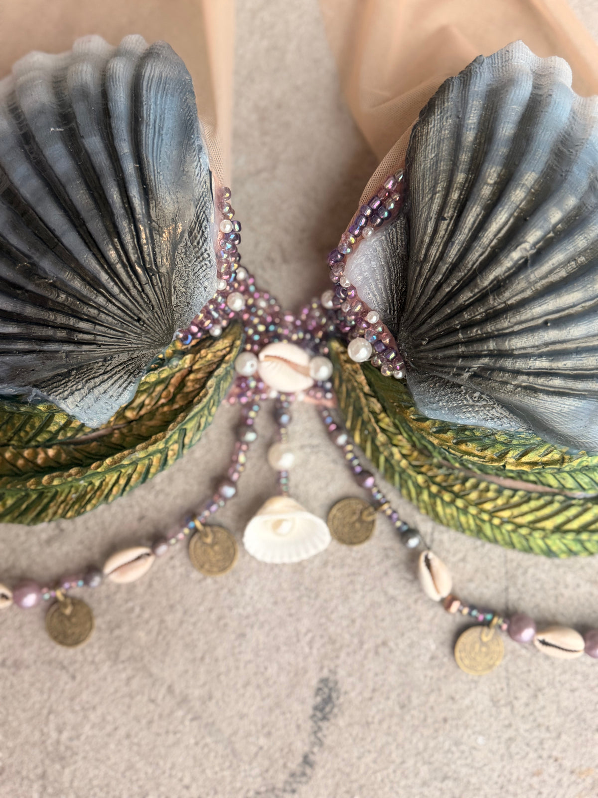 Dark Siren Shell Silicone Mermaid Top – Premade 34A or D-ring A cup