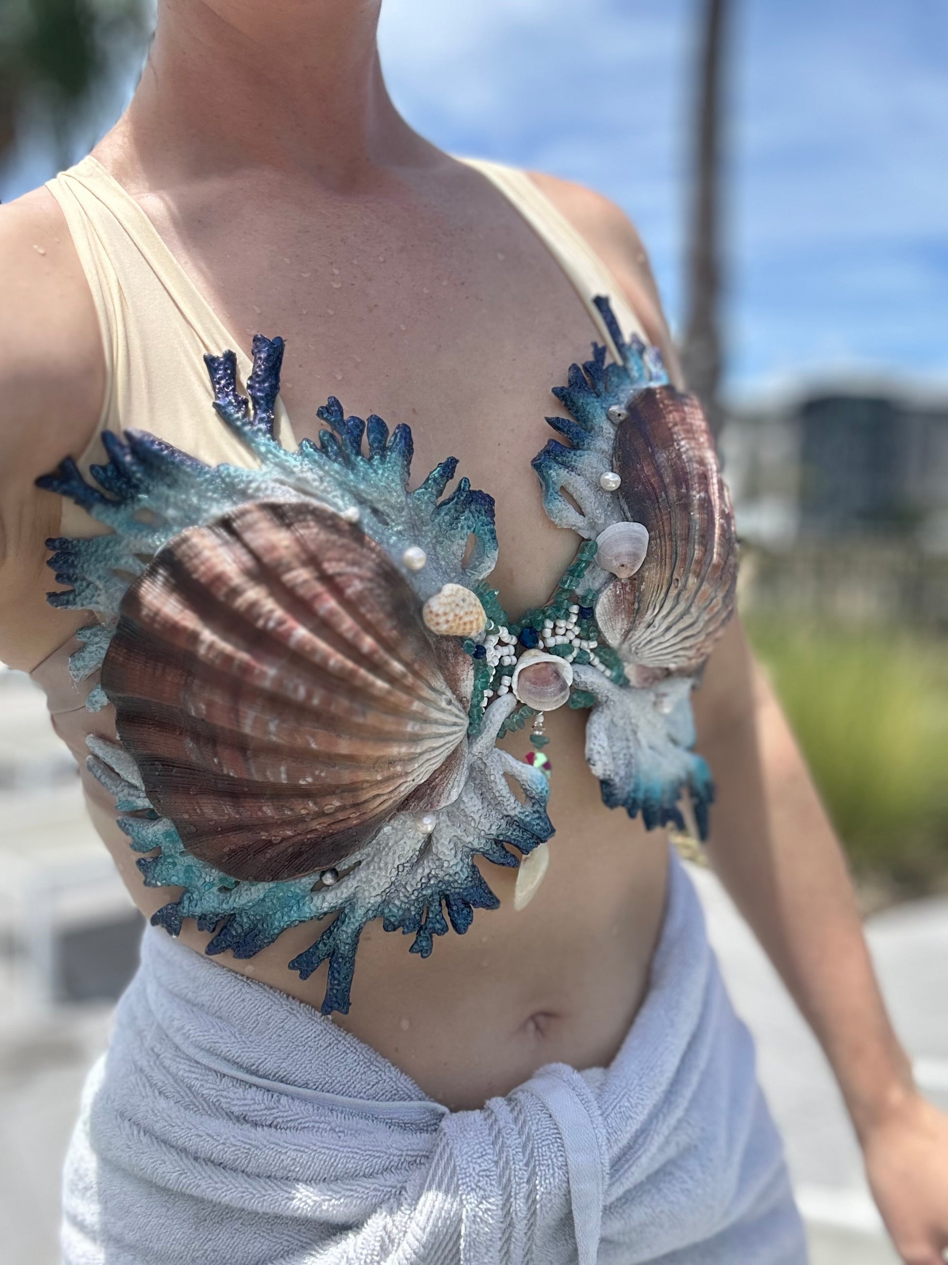 Pre-Made Coral Dream C-cup O-ring Style Mermaid Top