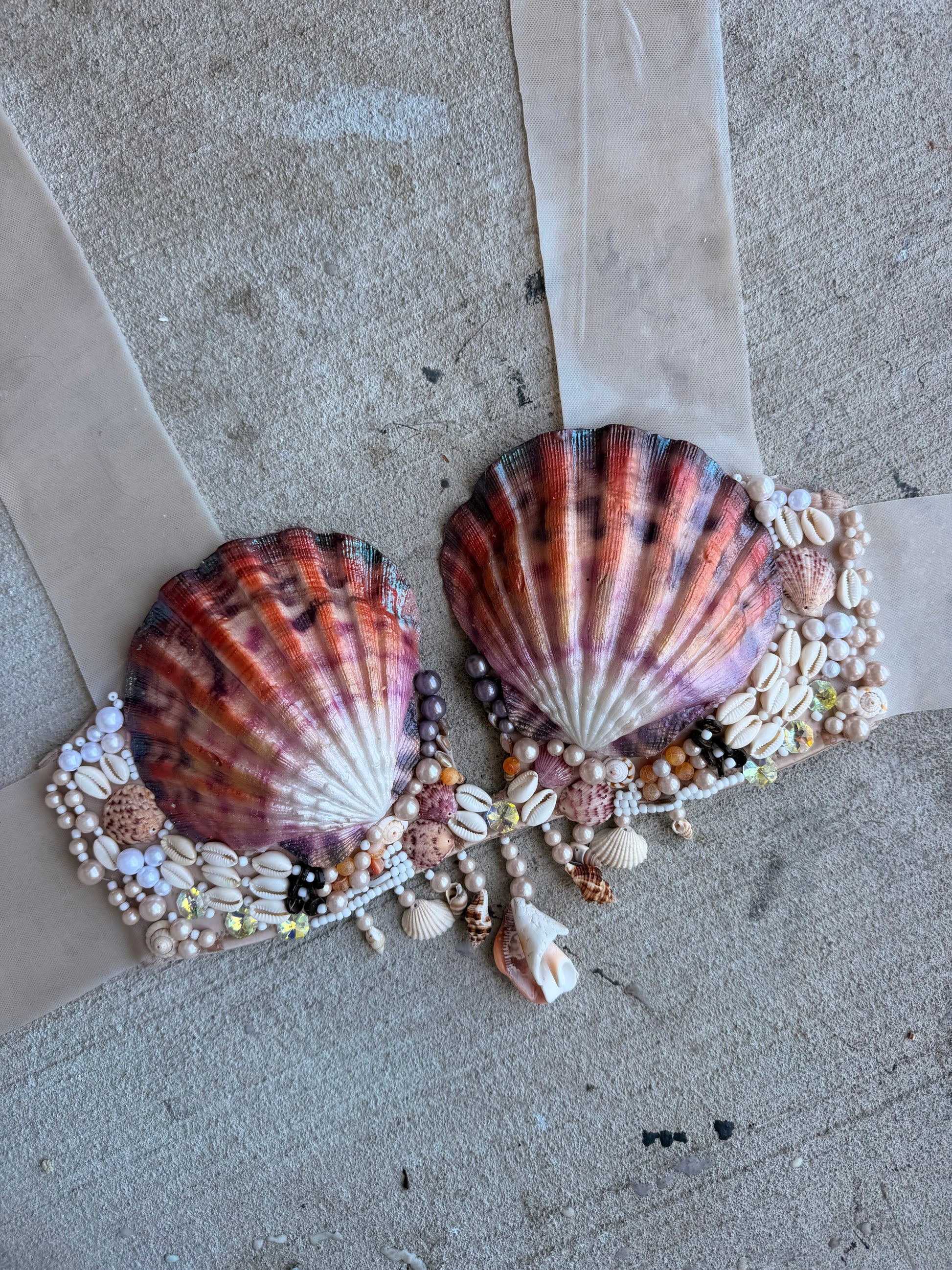 Coastal Reef Shell Mermaid Top – (pre-made) Deep Plunge (C Cup)