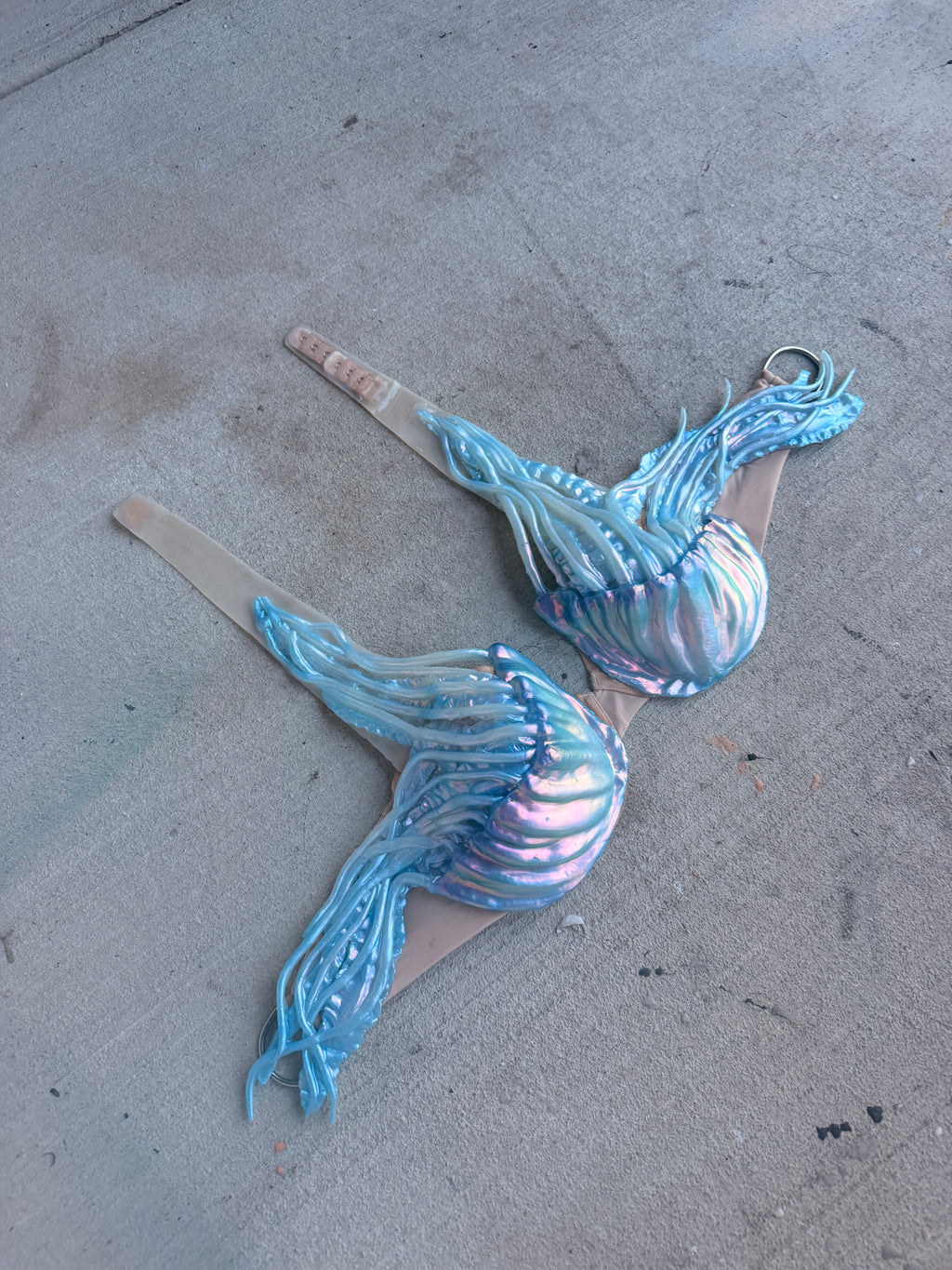 Ethereal Blue Jellyfish Silicone Mermaid Top – Premade (C Cup)