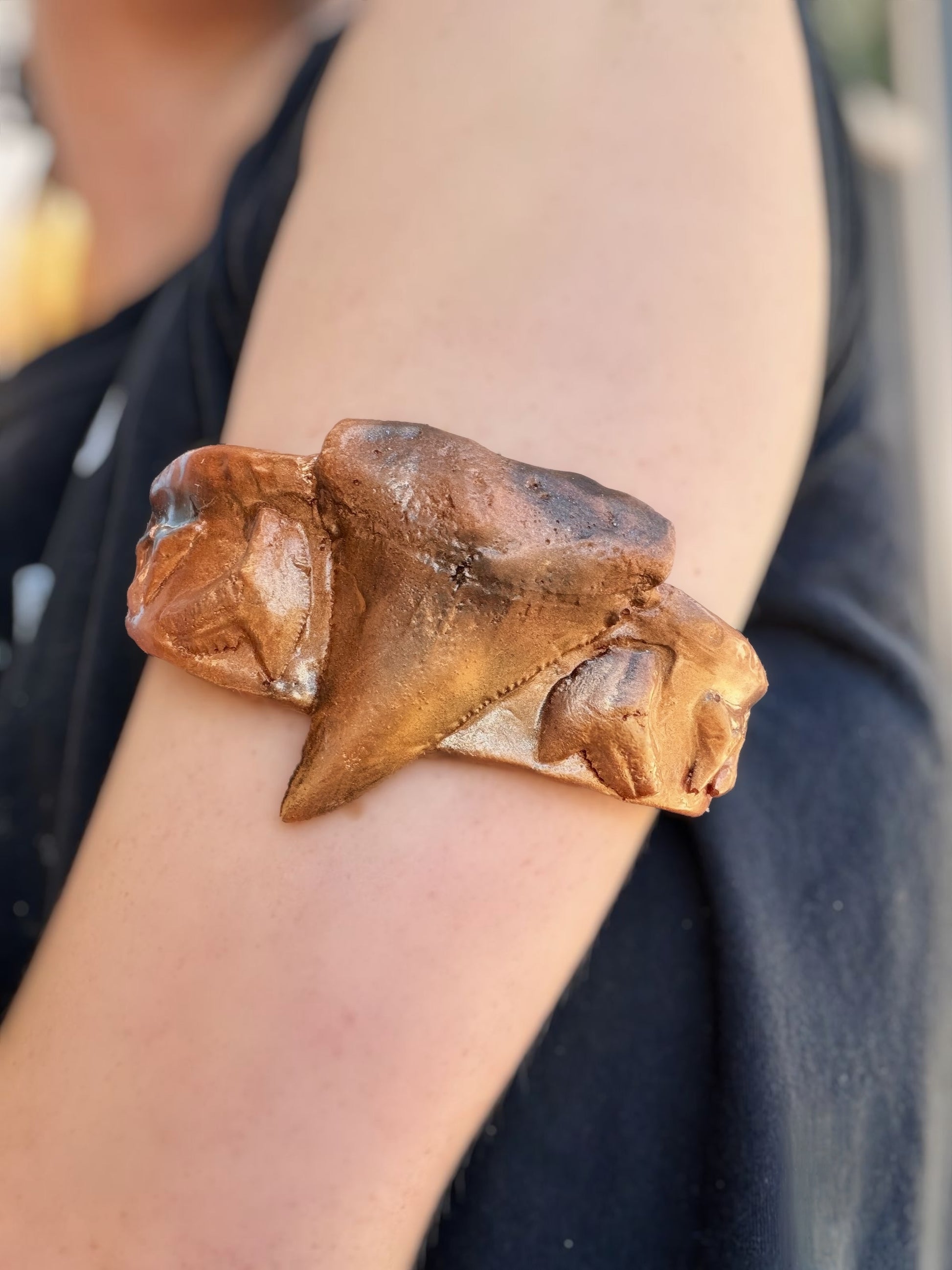Pre-Made Bronze Shark-Toothed Upper Arm Bands (Set of Two)