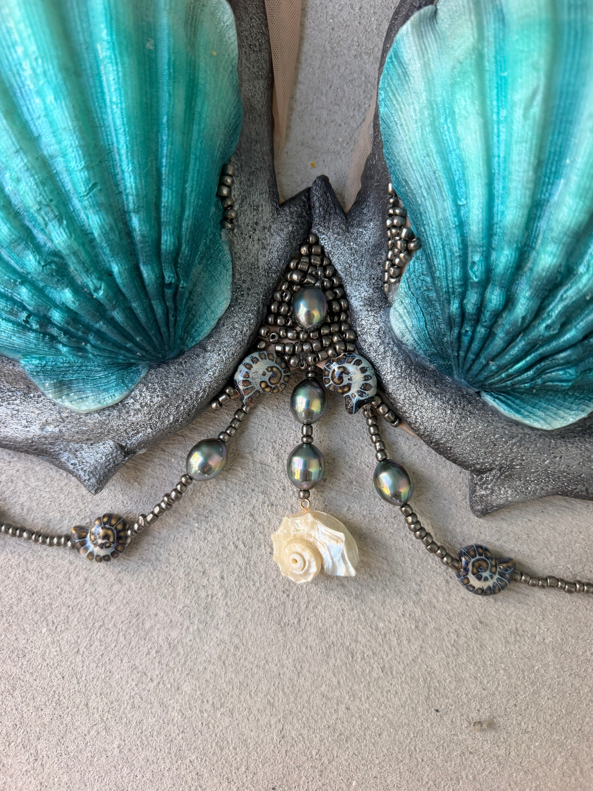 Teal Siren Shark Silicone Mermaid Top | Premade C cup D-Ring