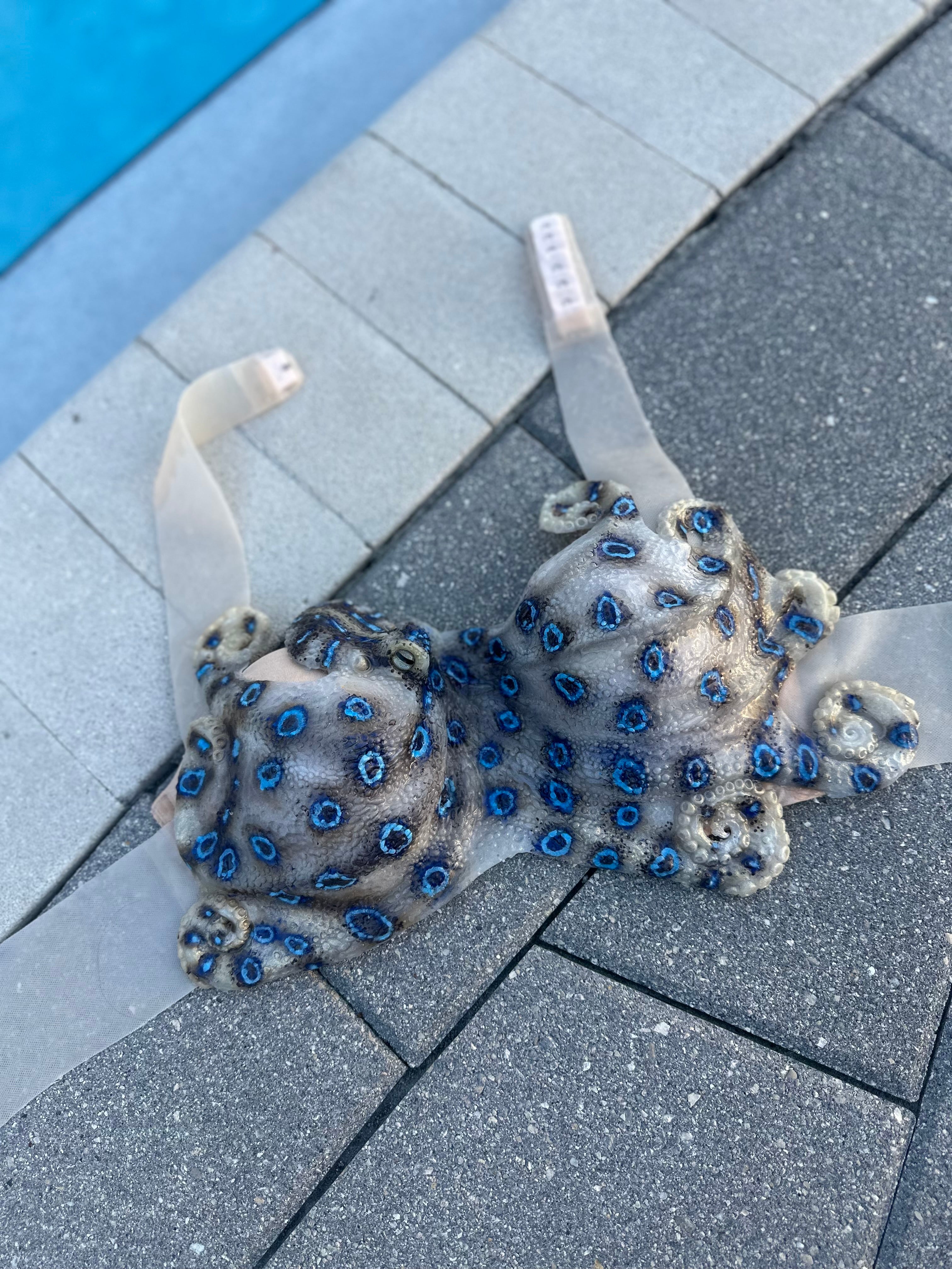 Pre-Made Blue-Ringed Octopus Silicone Mermaid Top – Adjustable Band for C Cup Sizes
