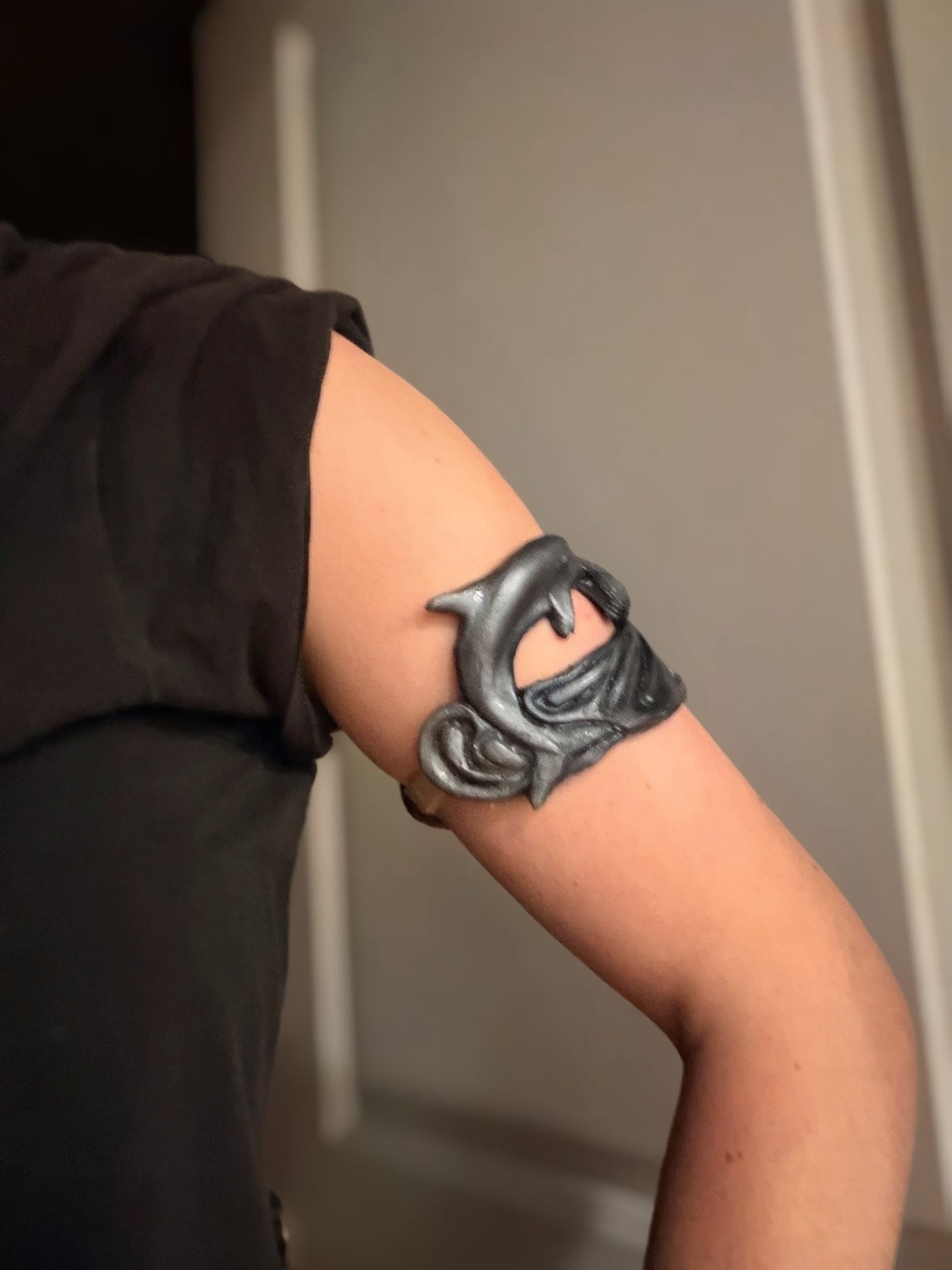 Silver Tide Dolphin Upper Arm Band – Dragon Skin Silicone (will fit 13-15.5 inches)