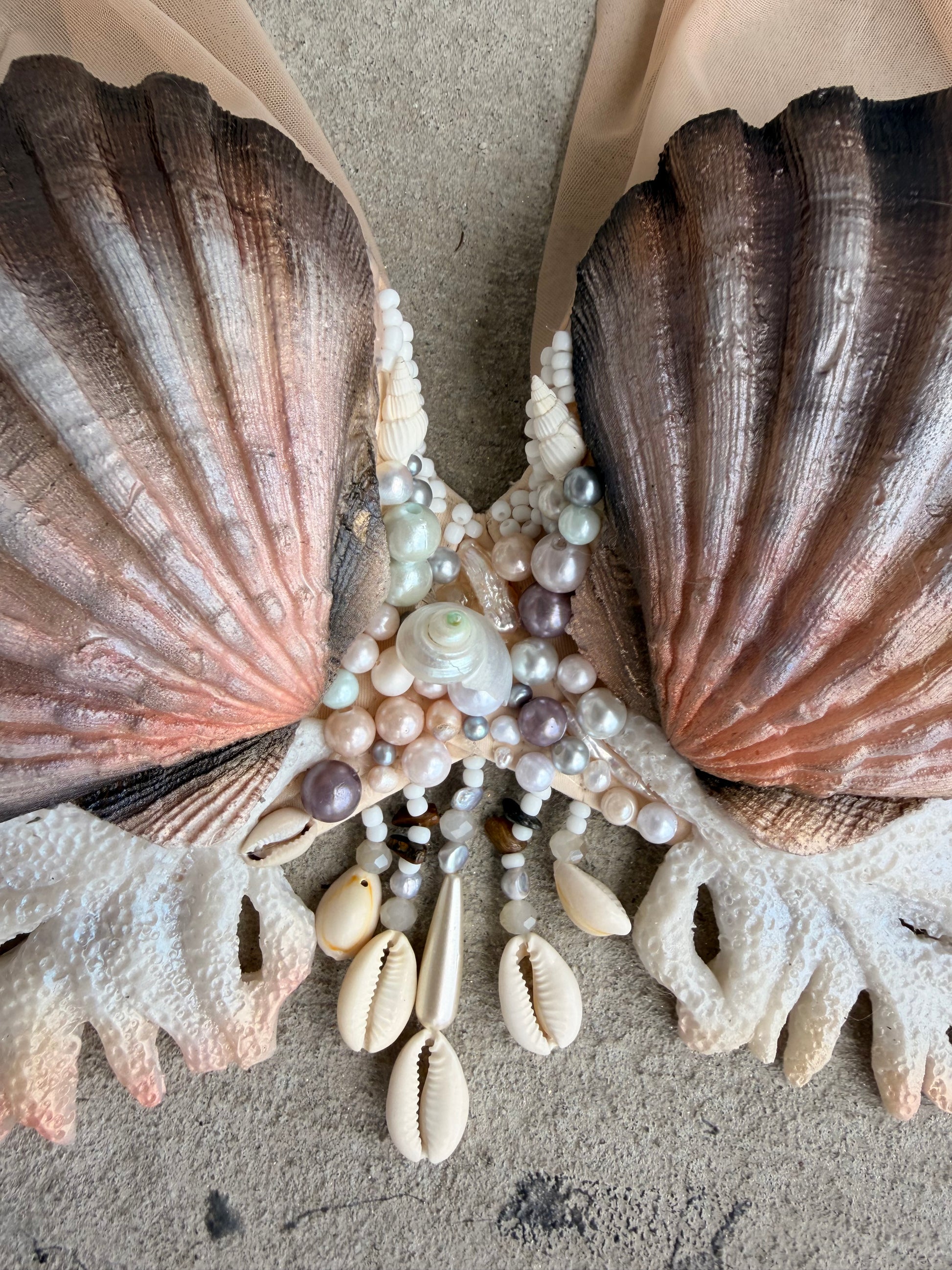 Pearl Dream Shell Top – Premade 34C or Can be D-ring for band