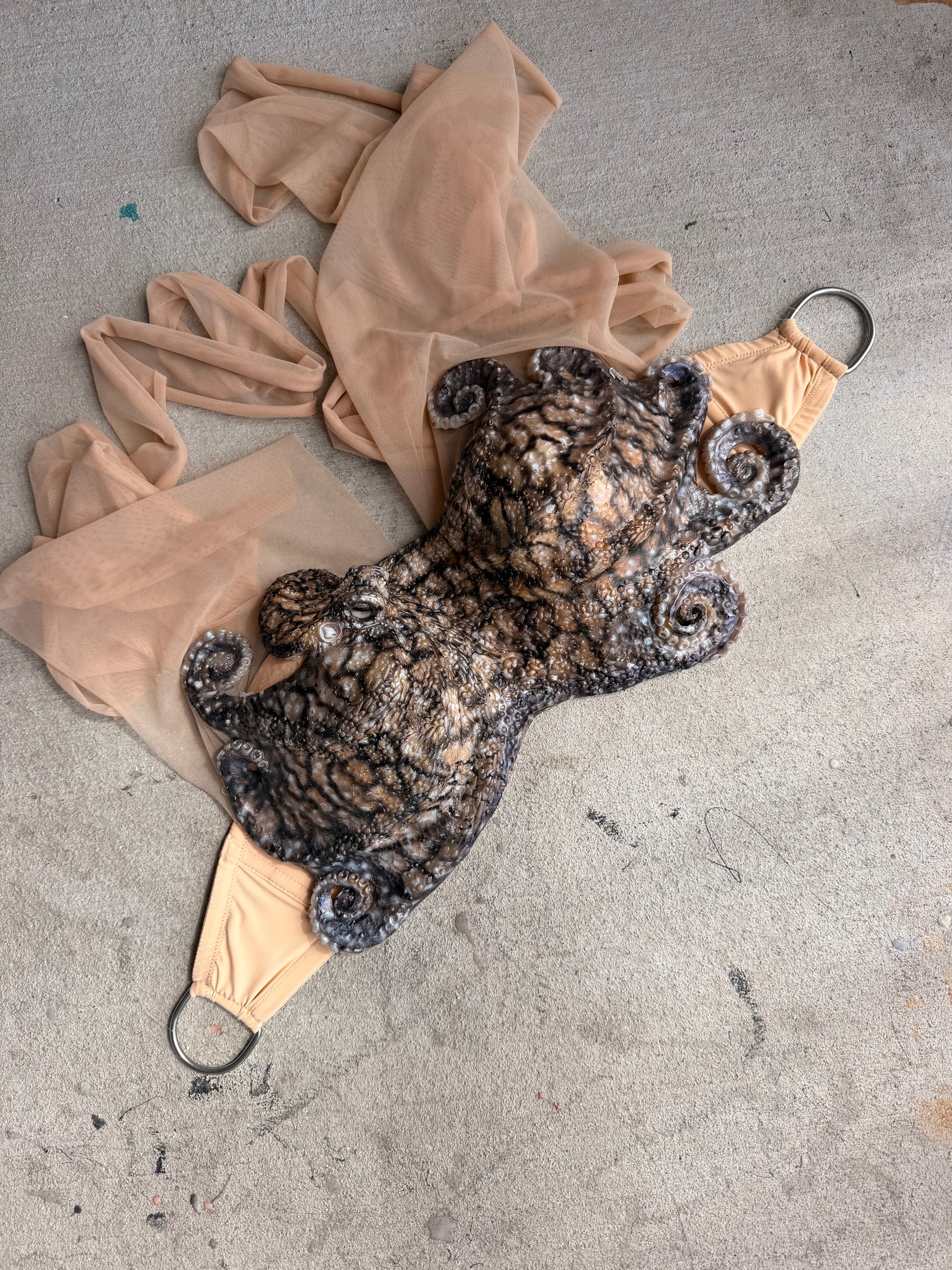 Pre-Made Realistic Reef Octopus Mermaid Top | C Cup | O-Ring Back | Four-Way Stretch Mesh Straps