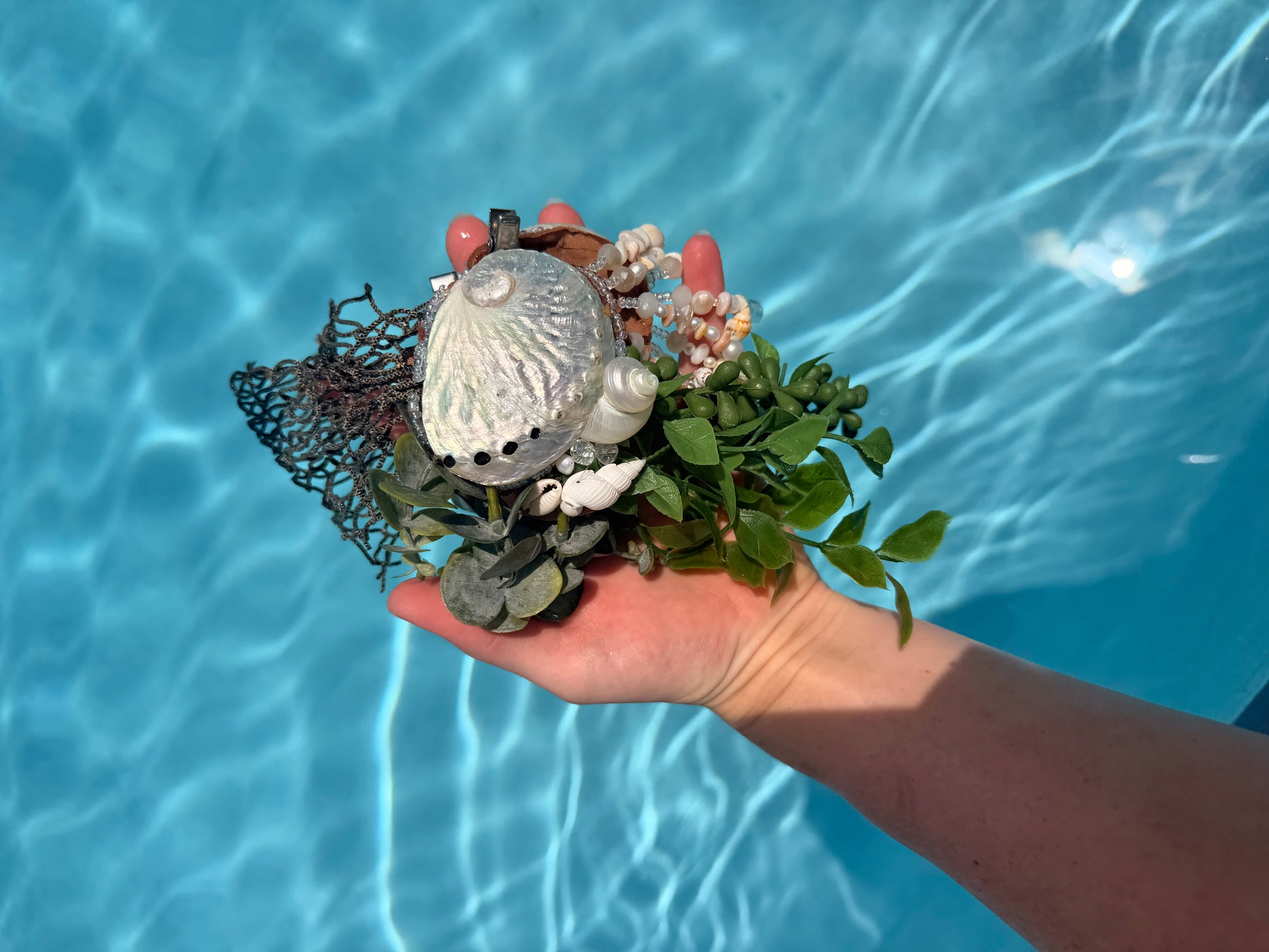 Pearl Abalone Shell Fishnett Headdress