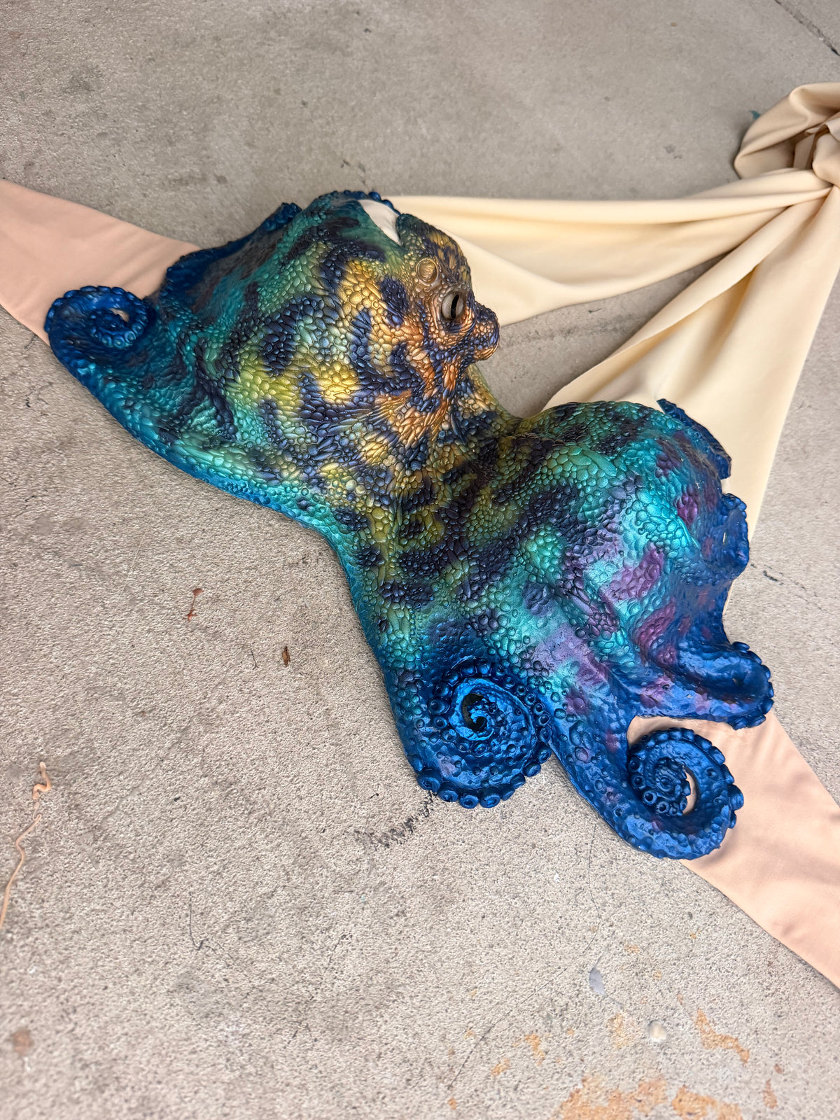 Vibrant Octopus Silicone Mermaid Top – Premade 34C or C cup D-Ring