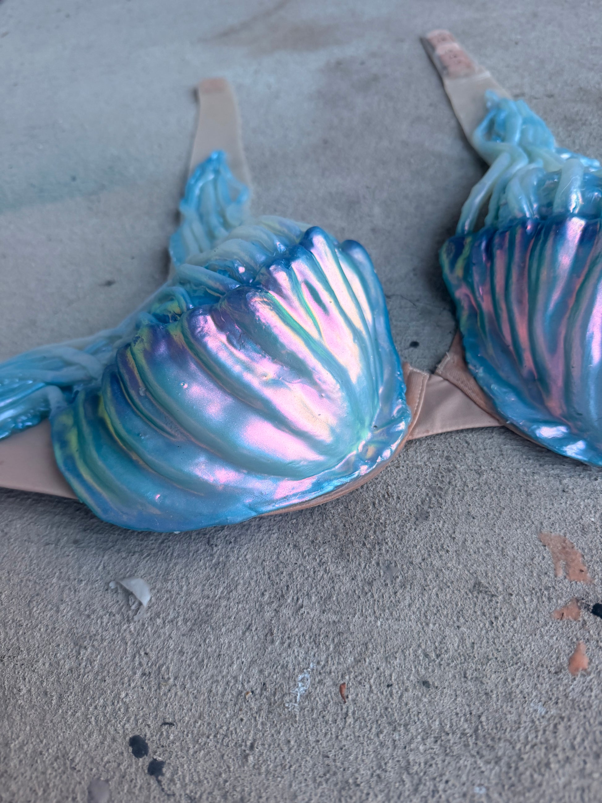 Ethereal Blue Jellyfish Silicone Mermaid Top – Premade (C Cup)