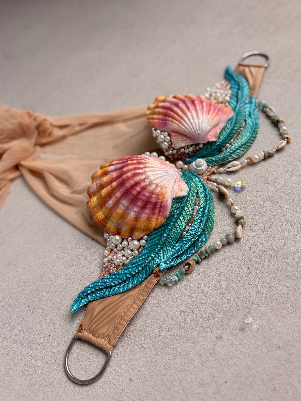 Sunrise Shell Mermaid Top – A cup D-ring tie back Silicone Mermaid Swim Top