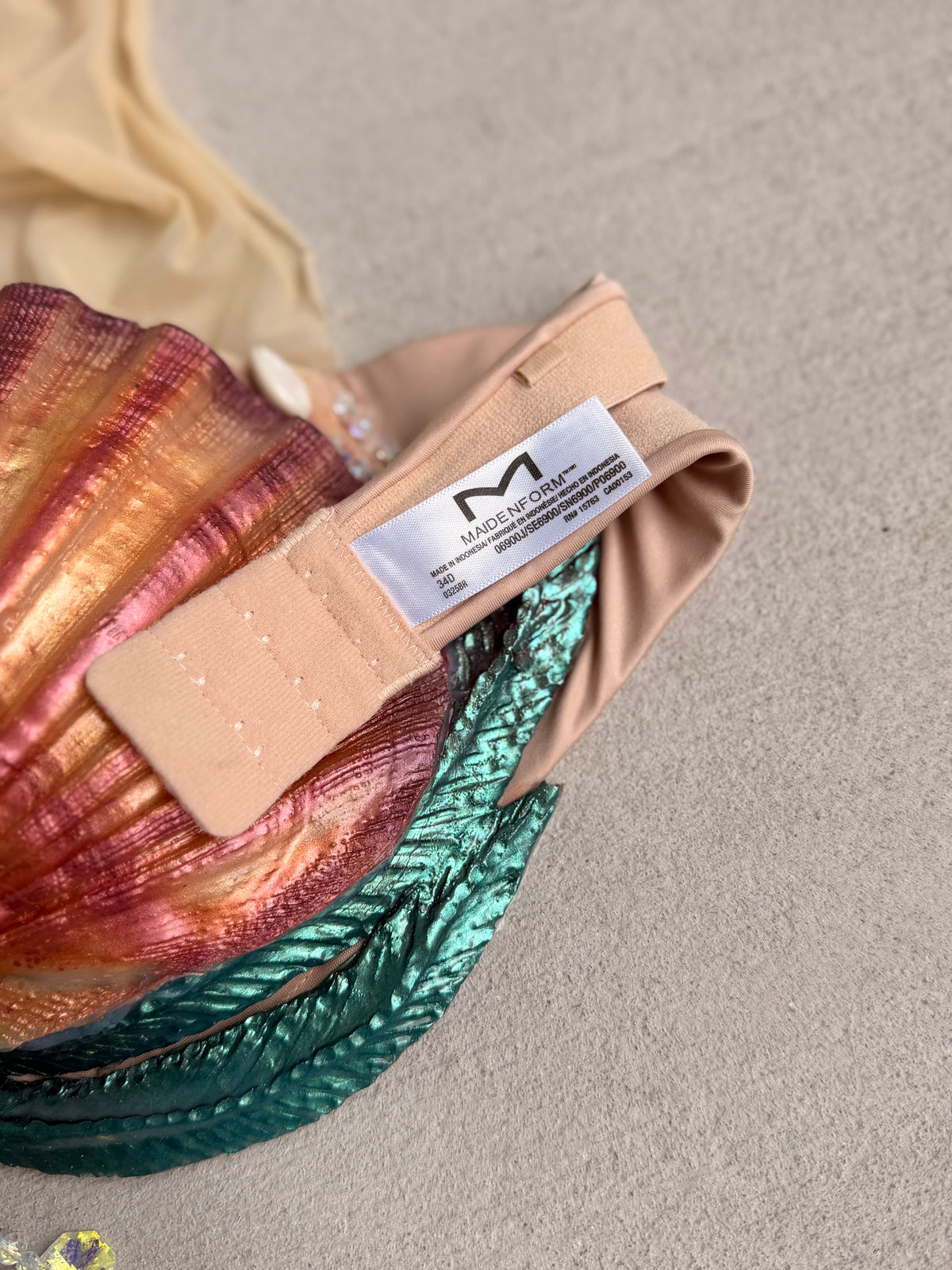 Pre-Made Sunset Shell Silicone Mermaid Top – D Cup | Custom-Fitted Band