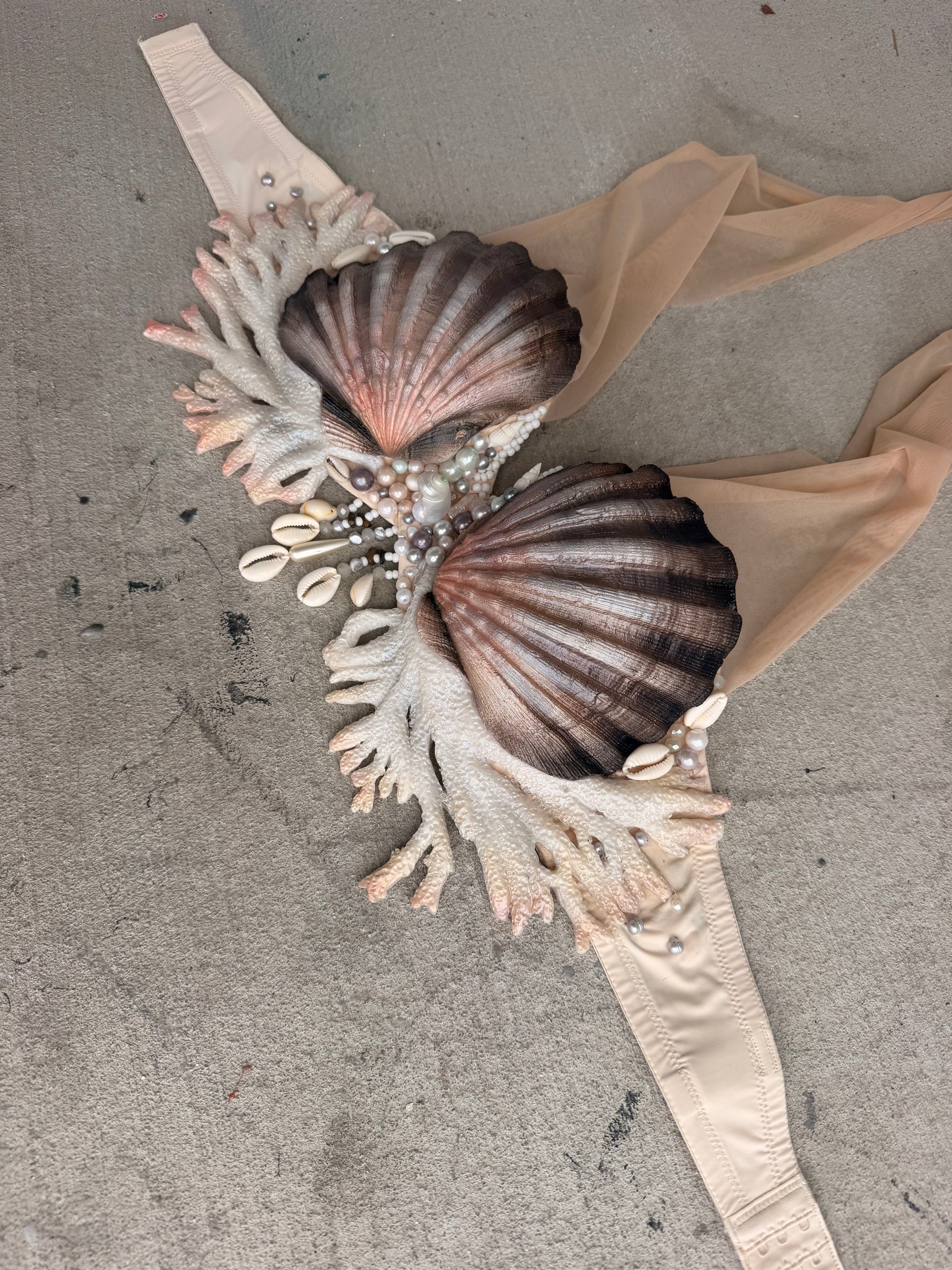 Pearl Dream Shell Top – Premade 34C or Can be D-ring for band