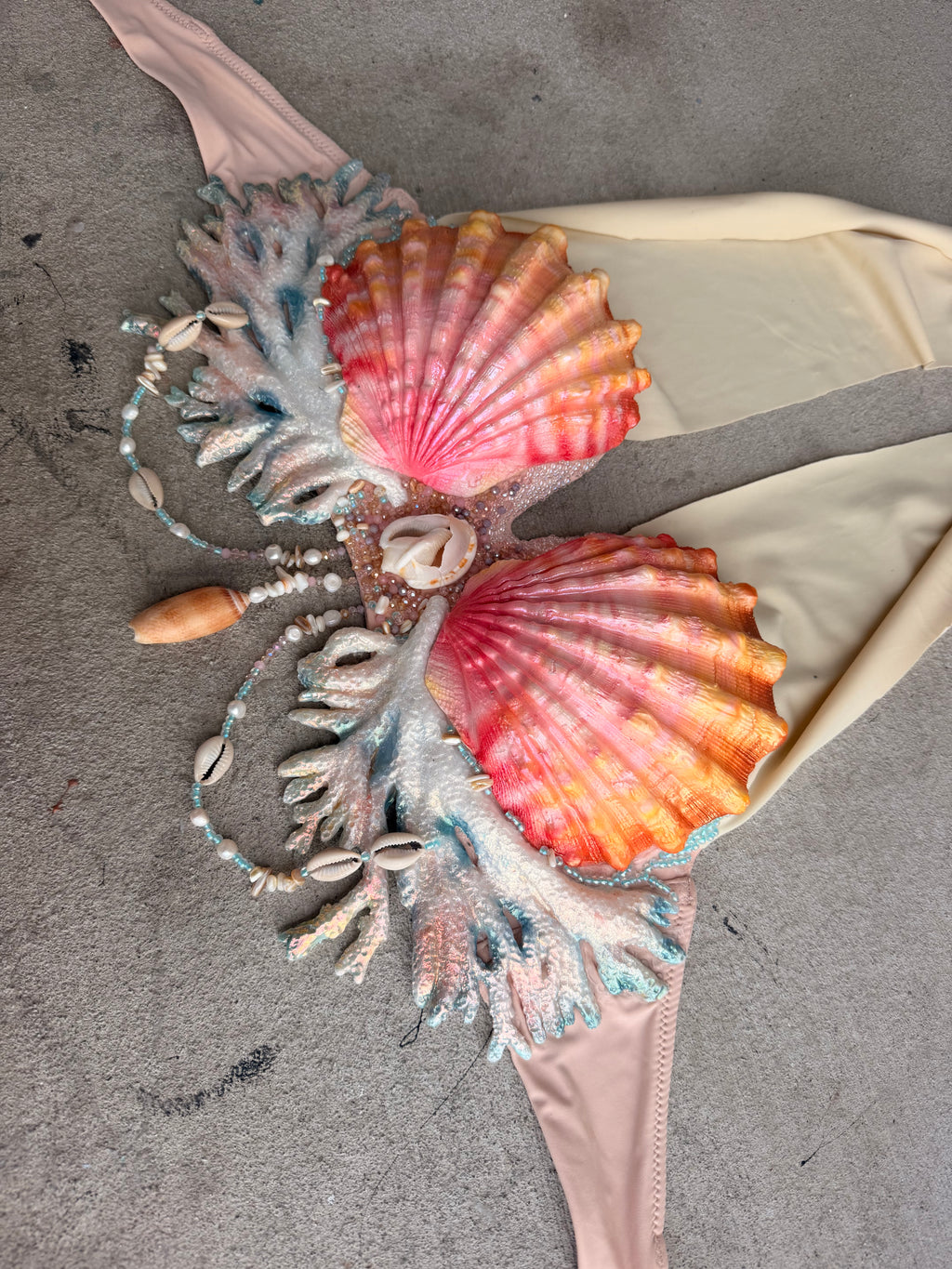Pre-Made Coral Reef Mermaid Top – 36D | Keep Band or D-Ring Style Option