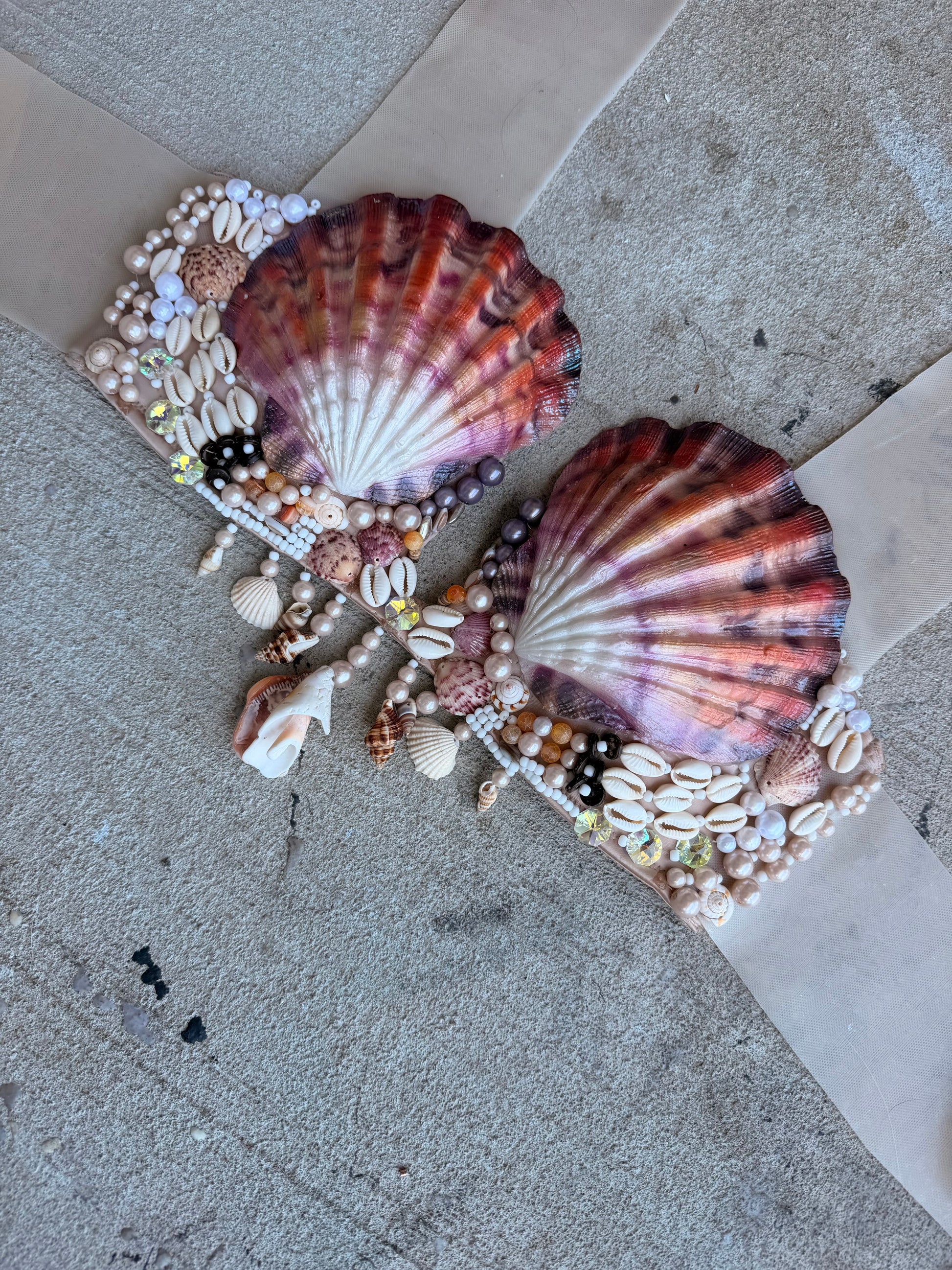 Coastal Reef Shell Mermaid Top – (pre-made) Deep Plunge (C Cup)