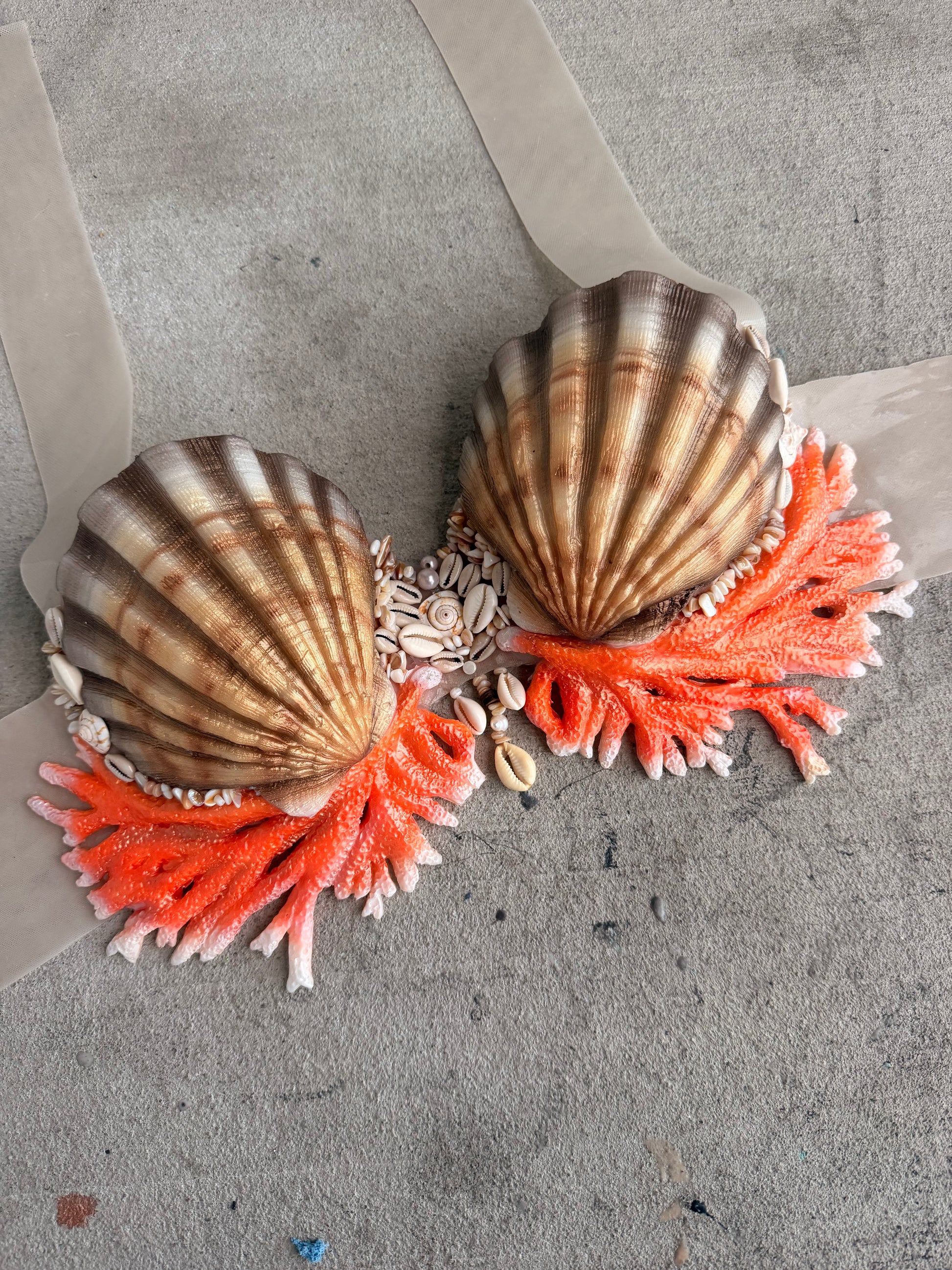 Seashell & Coral Silicone Mermaid Top – C Cup (Premade)