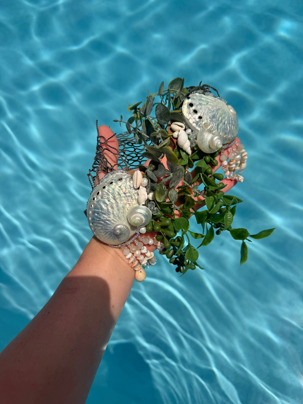 Pearl Abalone Shell Fishnett Headdress