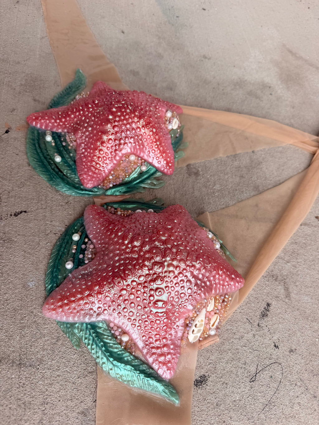 Pink Sand Starfish Mermaid Top – Premade (DD Cup)