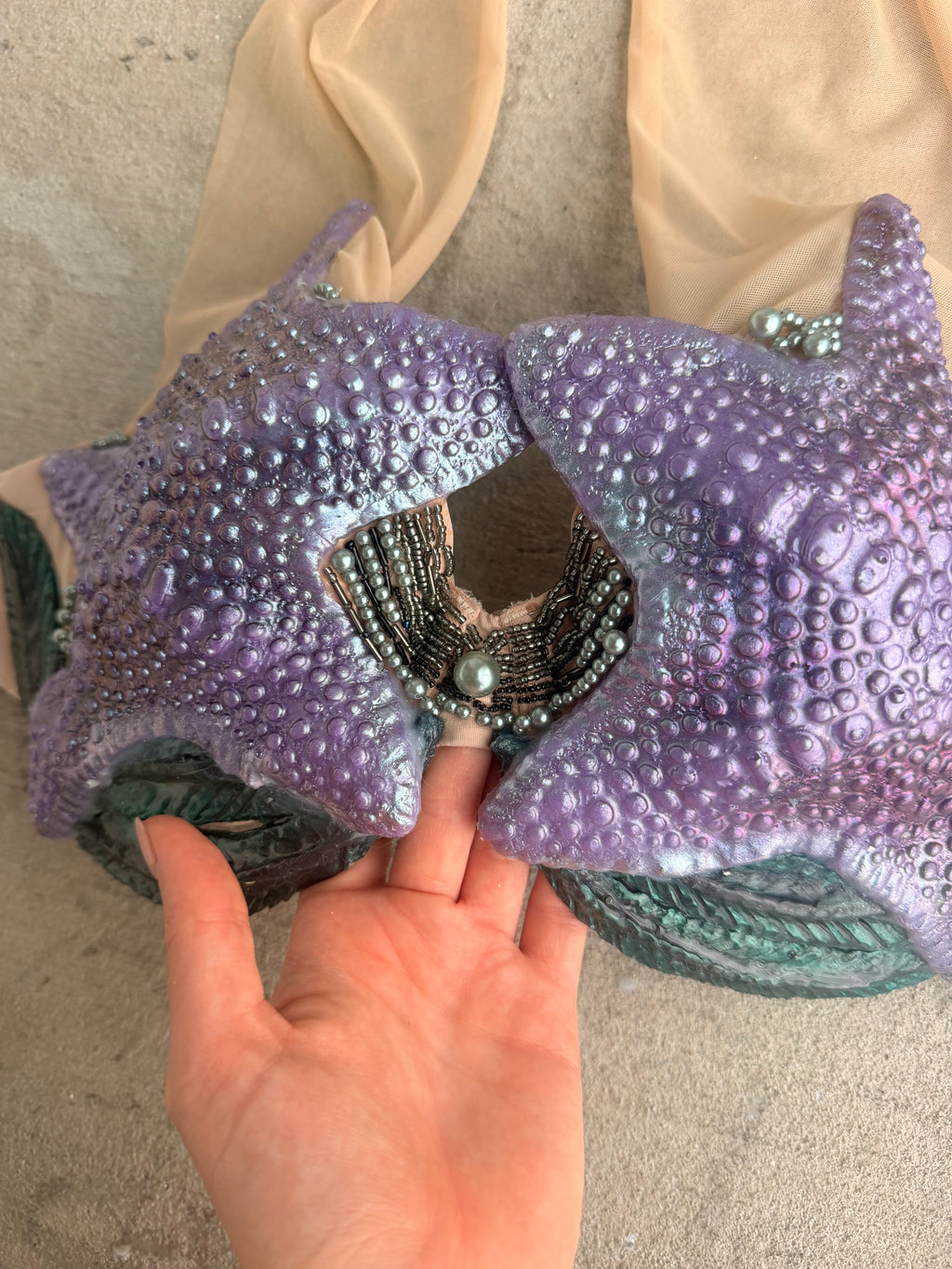 Purple Siren Starfish Mermaid Top – D Cup Premade D-ring band