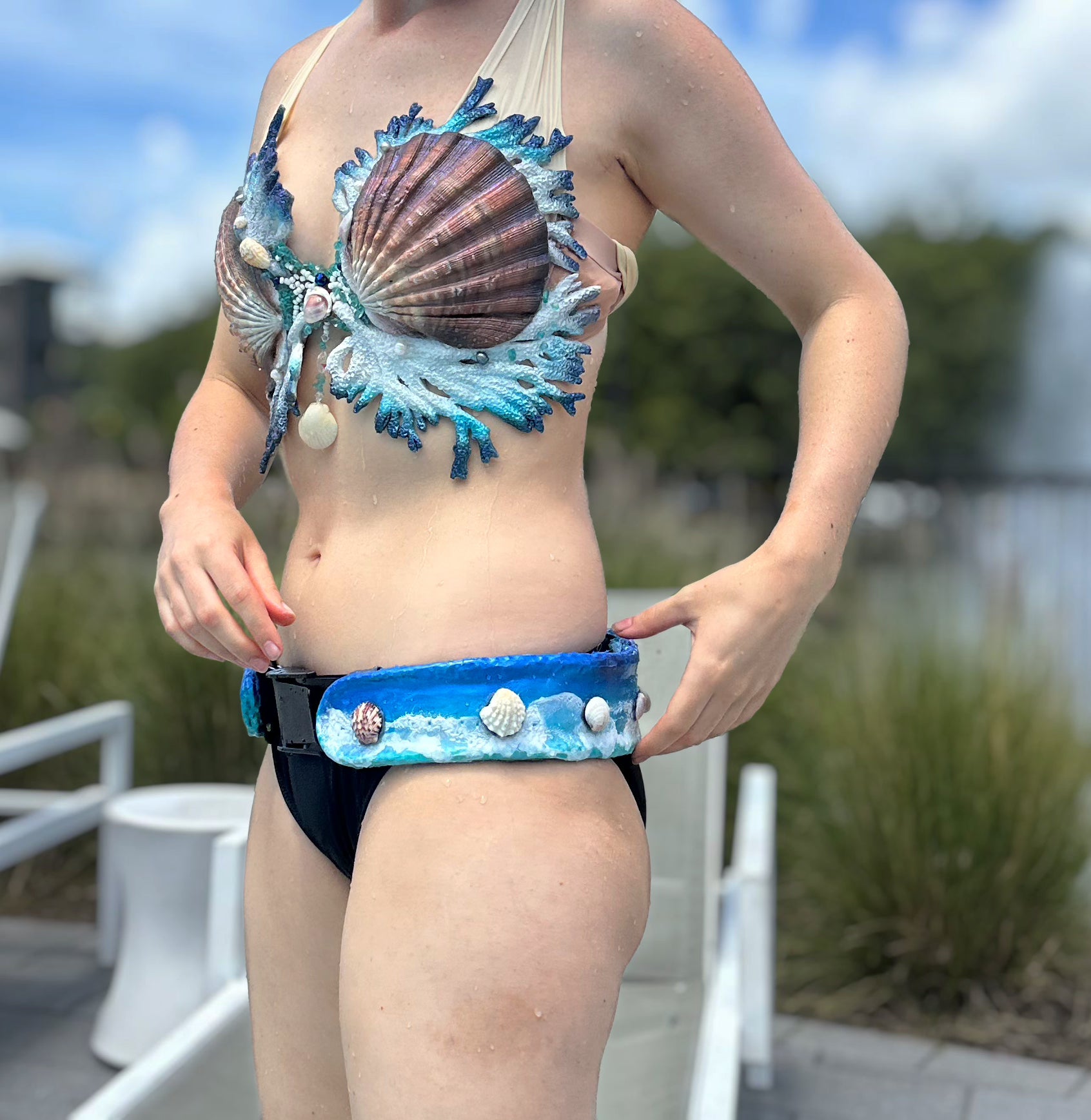 Pre-Made Coral Dream C-cup O-ring Style Mermaid Top