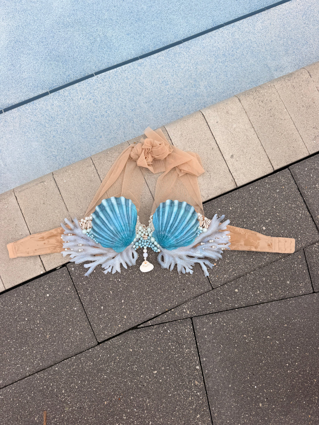 Blue Lagoon Coral Shell Mermaid Top