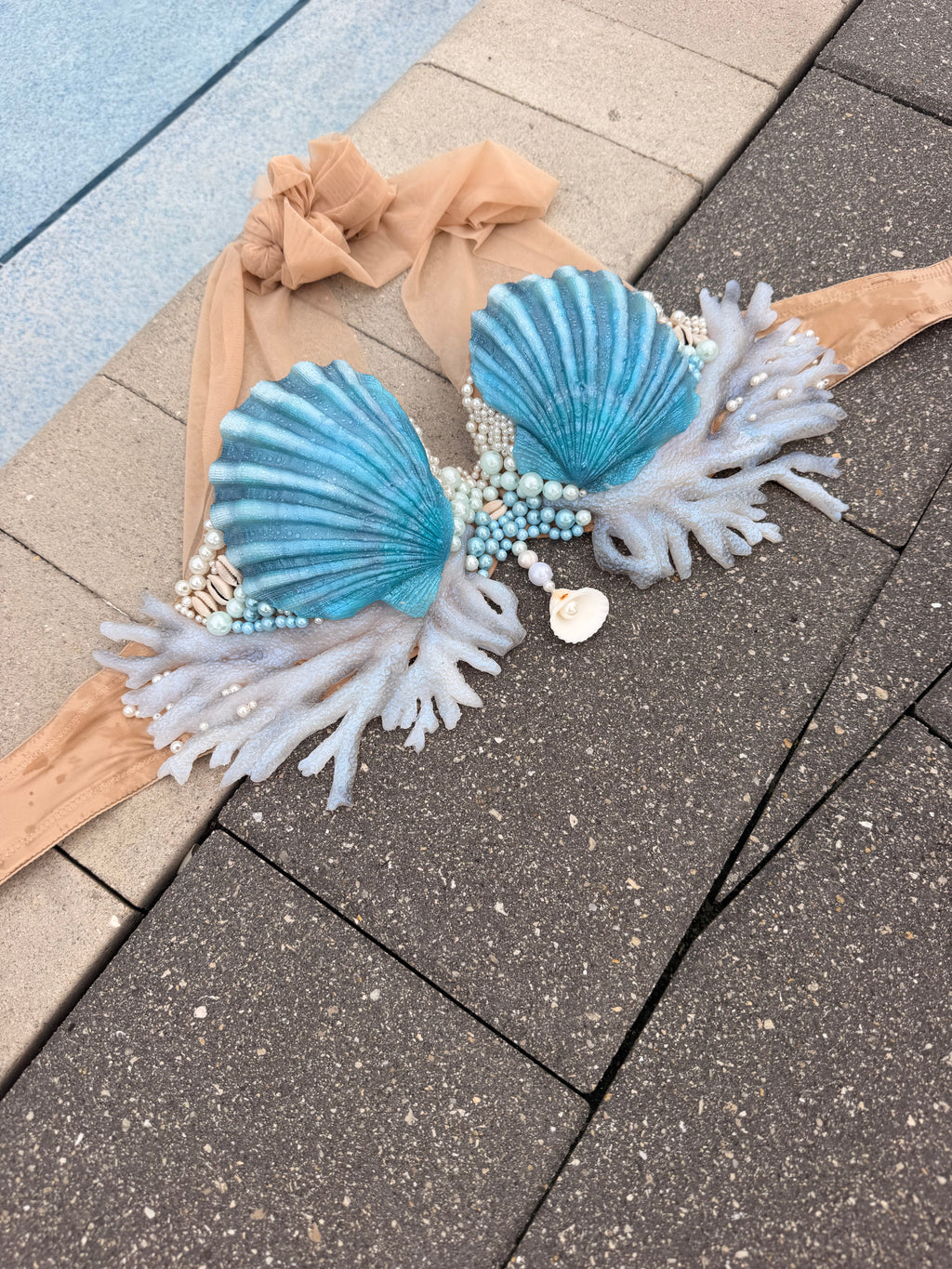 Blue Lagoon Coral Shell Mermaid Top