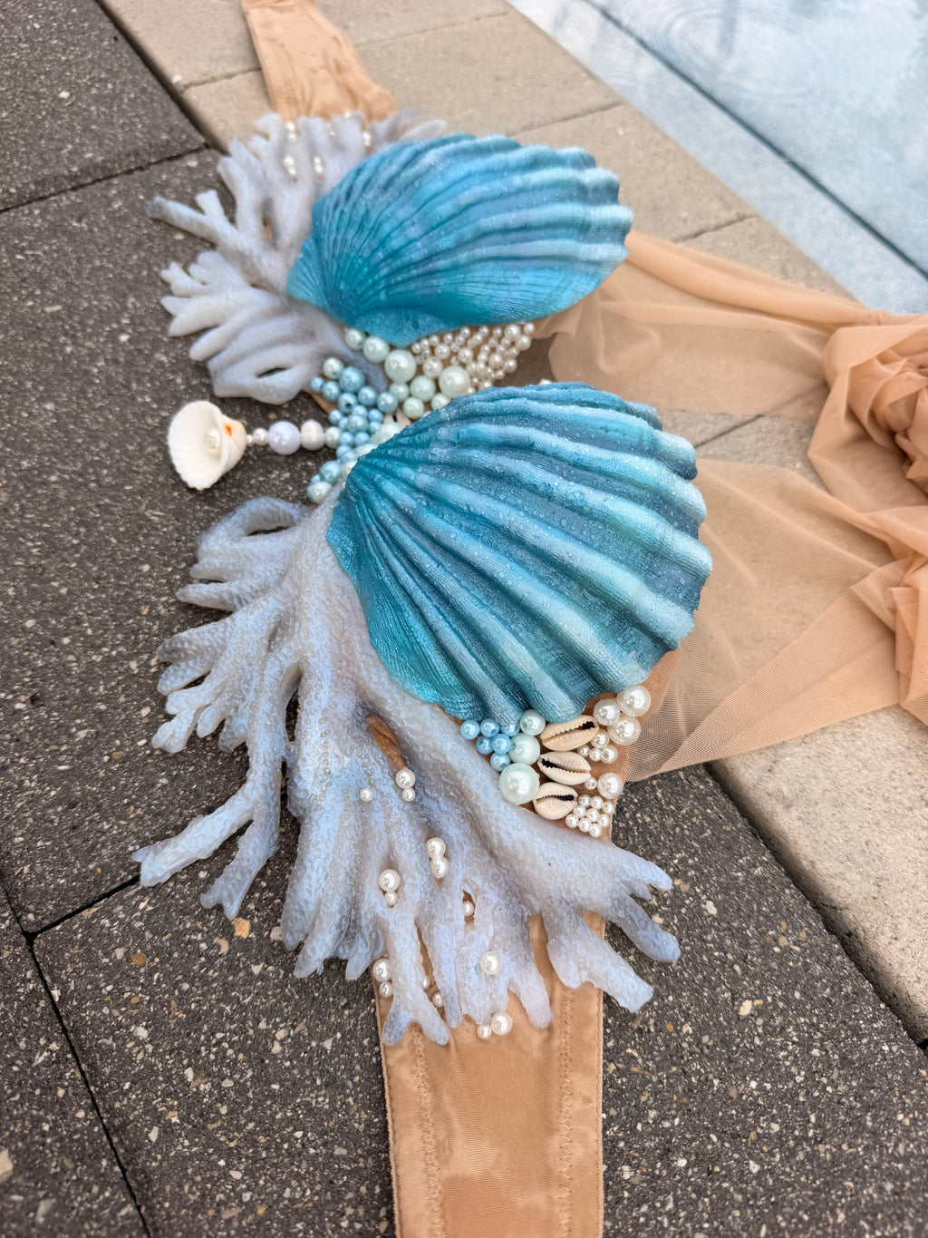 Blue Lagoon Coral Shell Mermaid Top
