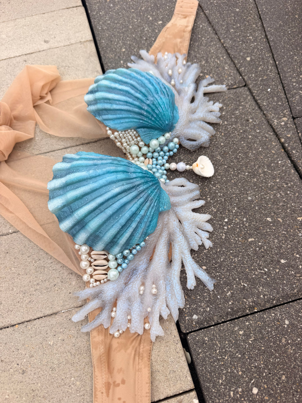 Blue Lagoon Coral Shell Mermaid Top