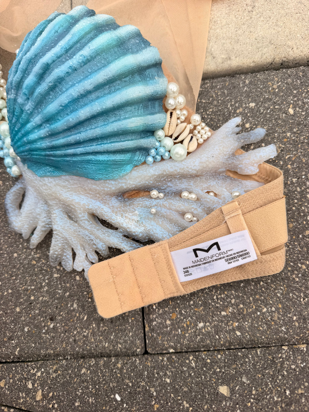 Blue Lagoon Coral Shell Mermaid Top
