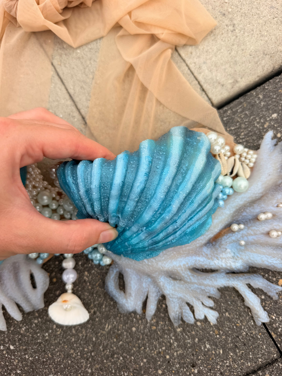 Blue Lagoon Coral Shell Mermaid Top