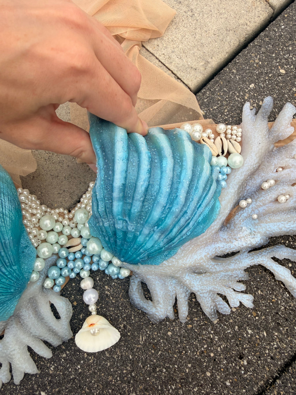 Blue Lagoon Coral Shell Mermaid Top