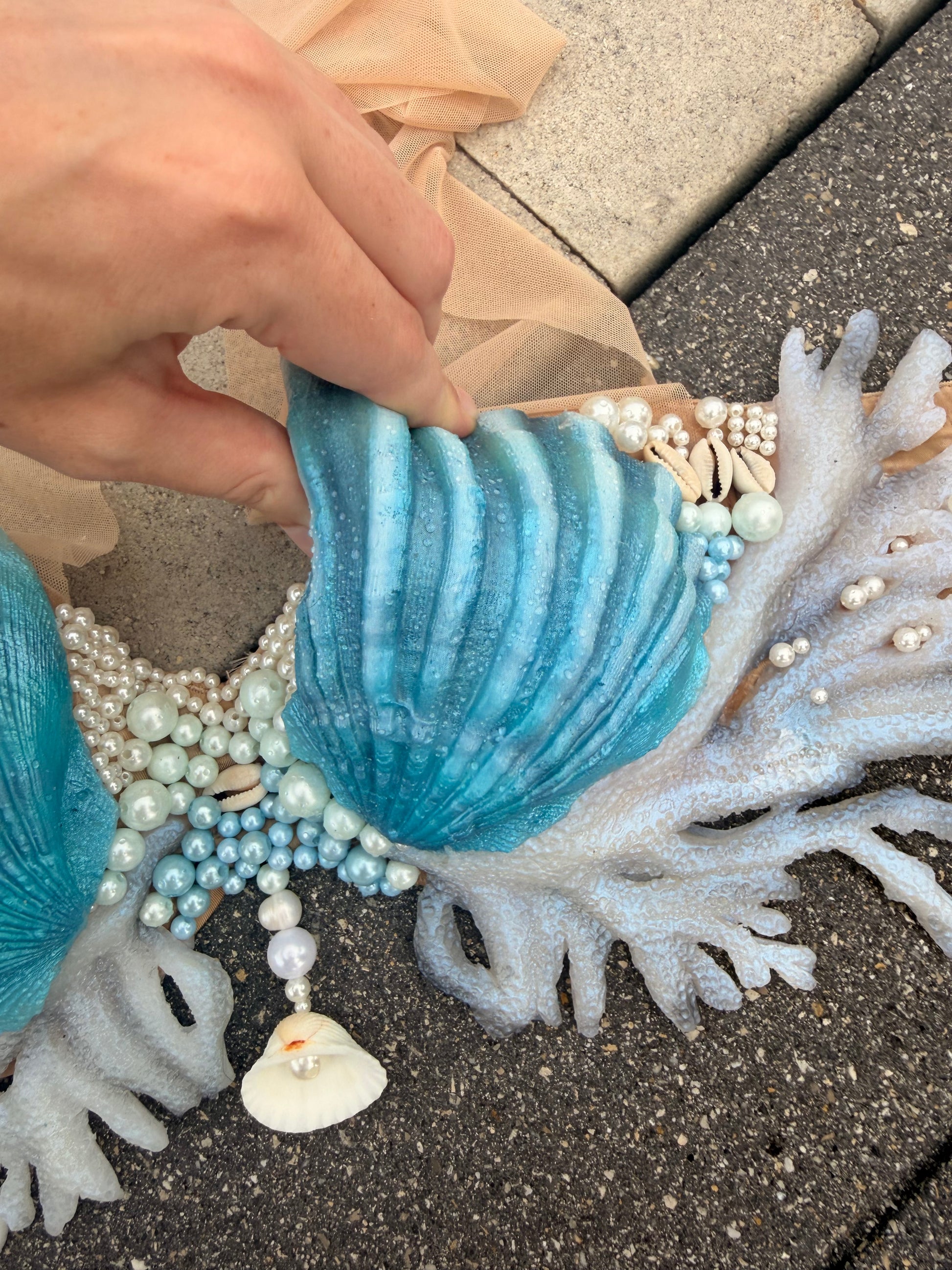 Blue Lagoon Coral Shell Mermaid Top