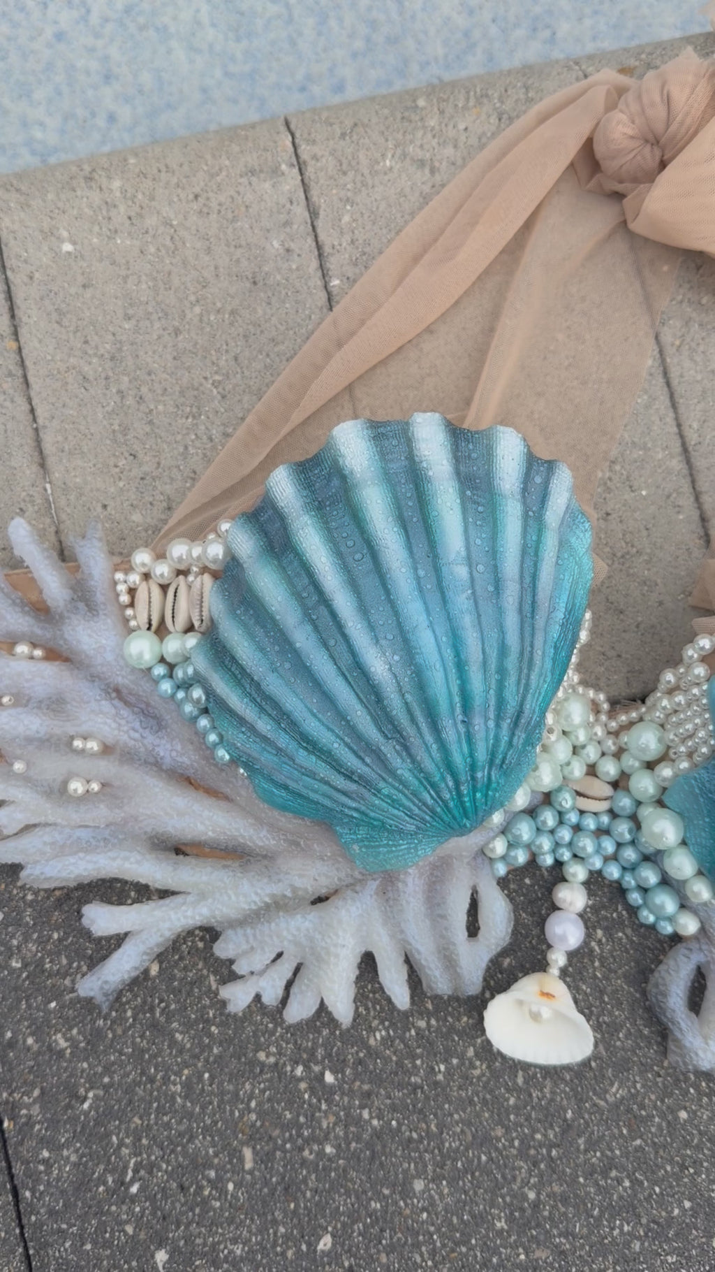 Blue Lagoon Coral Shell Mermaid Top