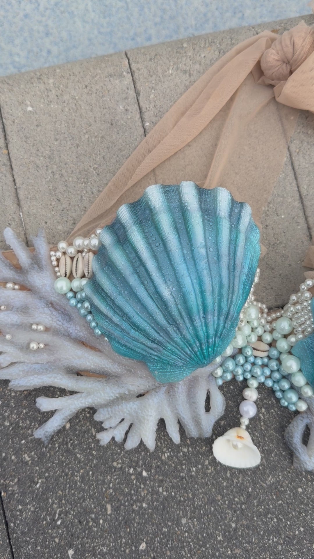 Blue Lagoon Coral Shell Mermaid Top