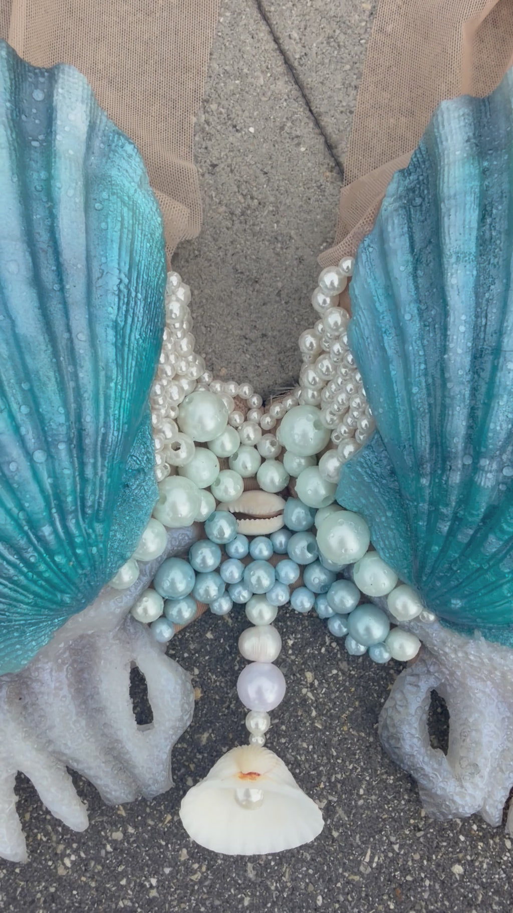Blue Lagoon Coral Shell Mermaid Top